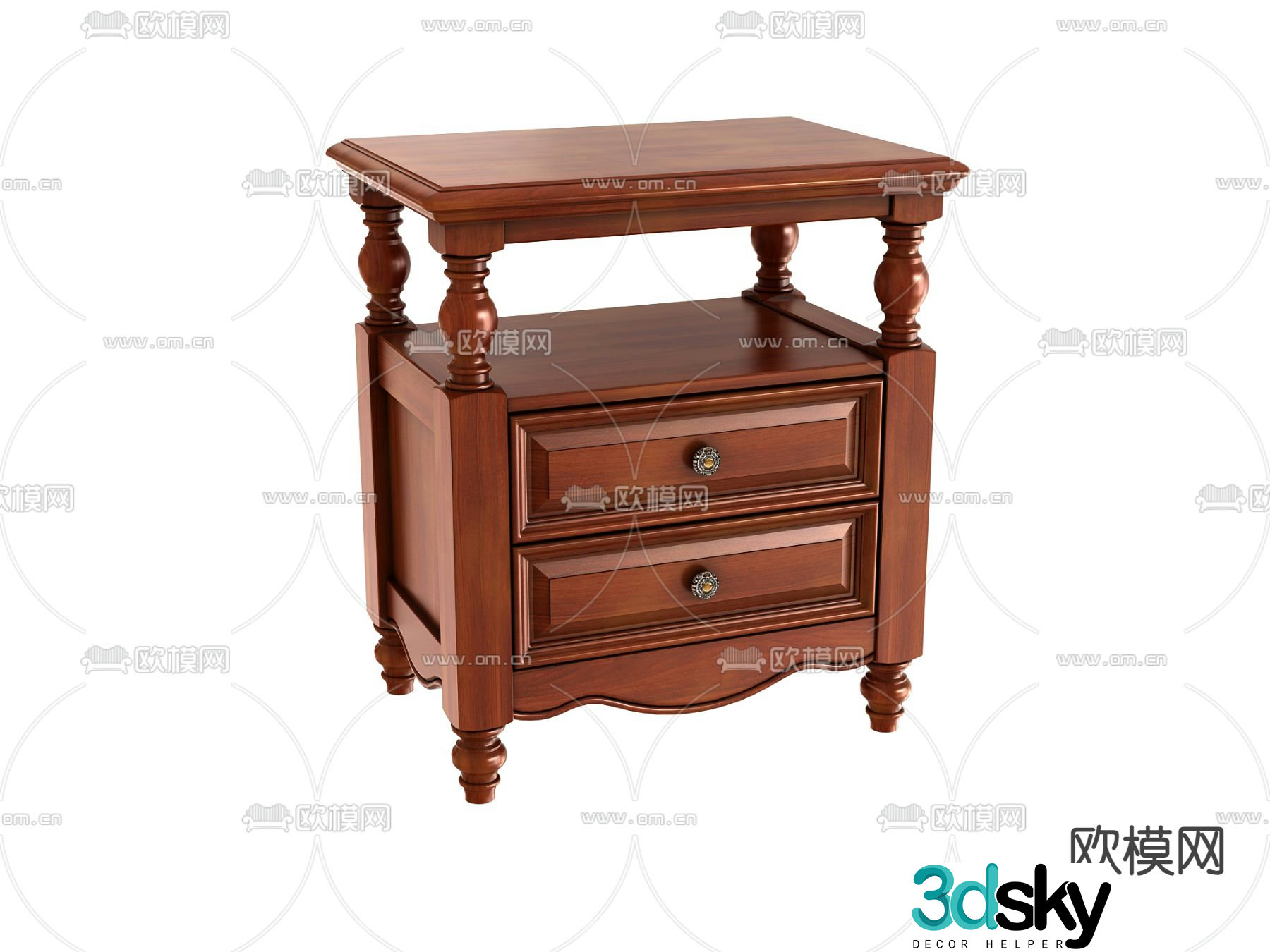 European style bedside table 3d model