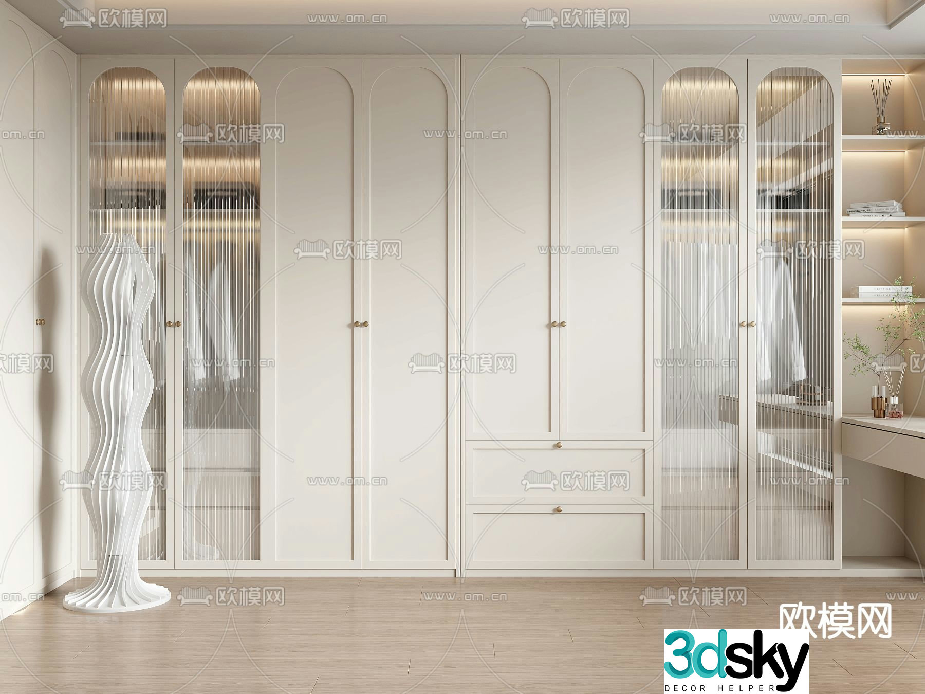 French glass wardrobe 3d model