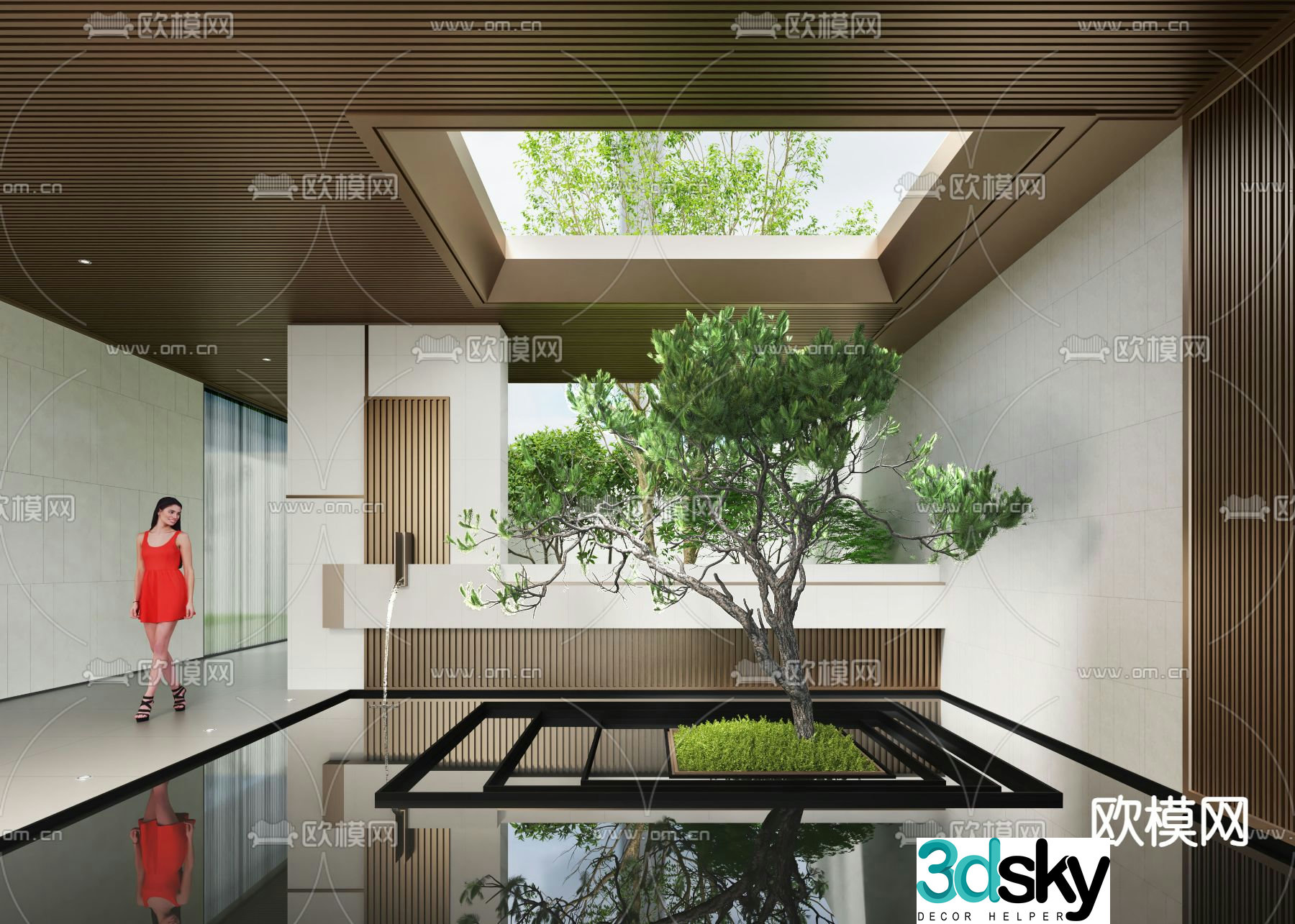 Courtyard Waterscape Sketch Courtyard Landscape 3D Model
