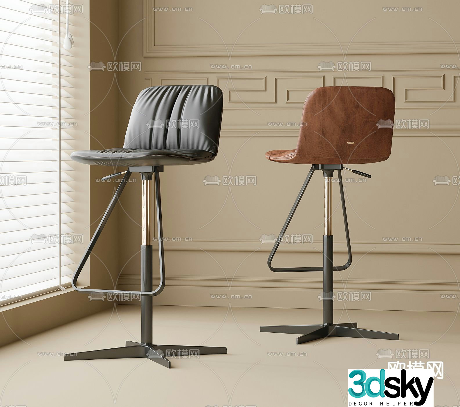 Modern bar stool 3d model