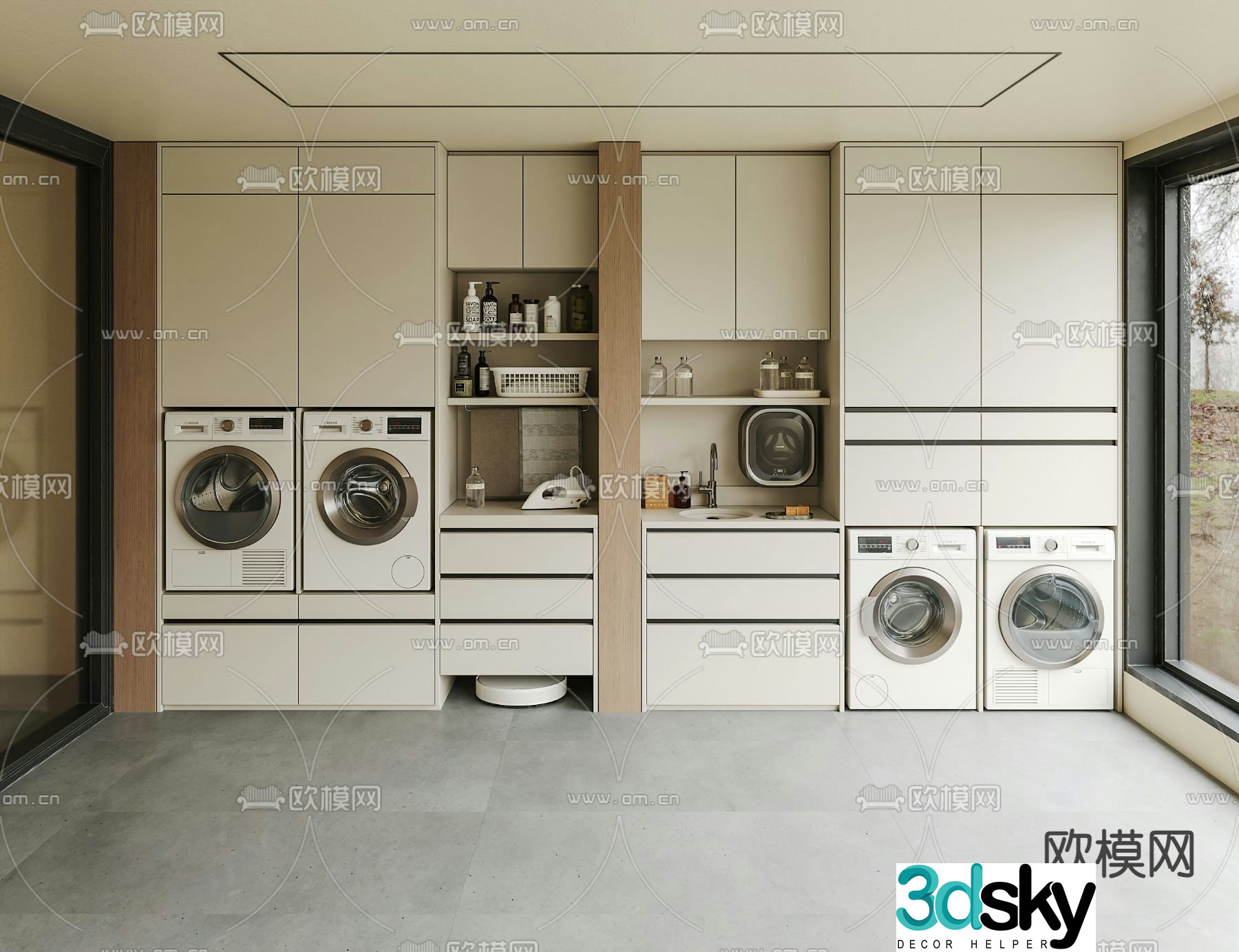 Washing machine cabinet housekeeping cabinet 3d model