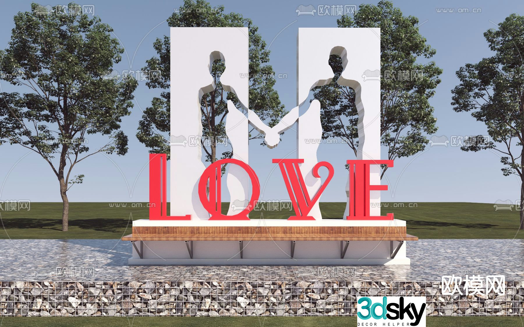 Love sculpture outdoor sketch check-in point 3D model