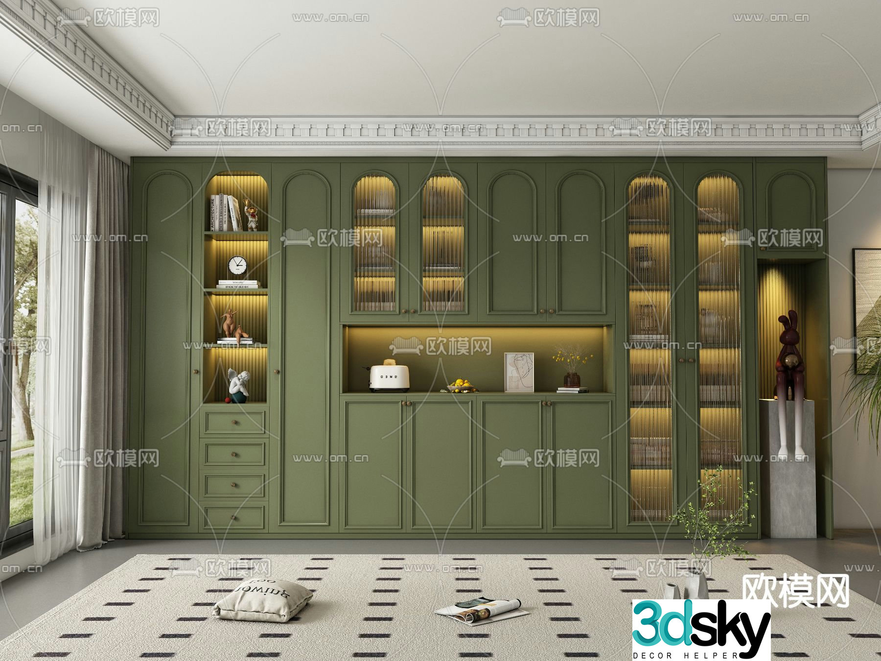 French wine cabinet sideboard 3d model