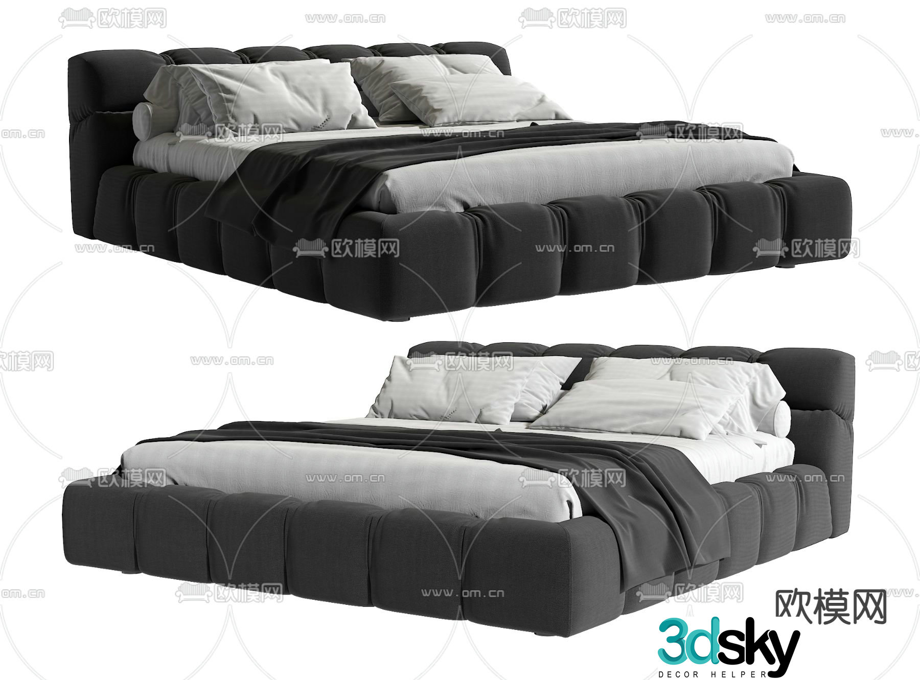 Modern double bed 3d model