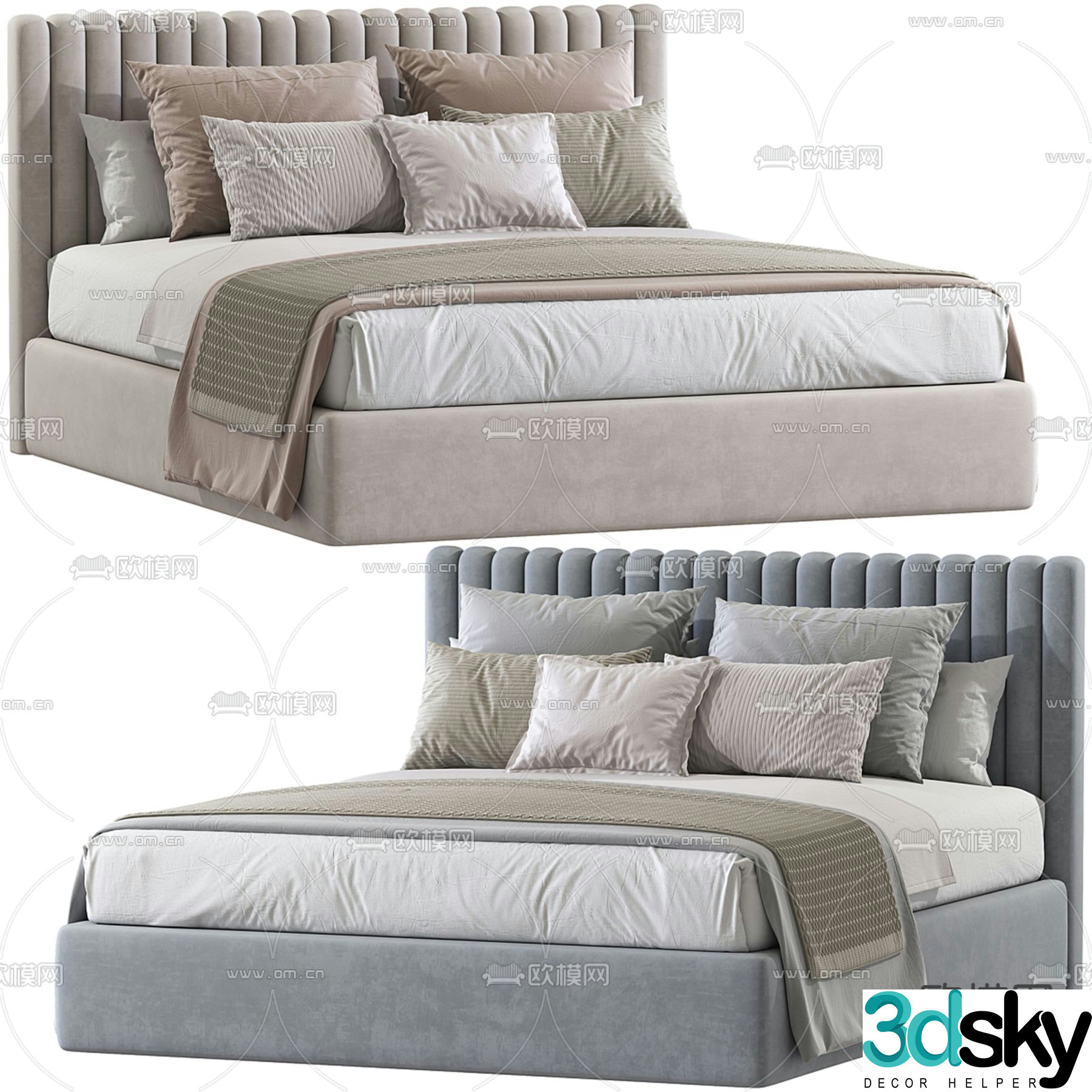 Modern double bed 3d model