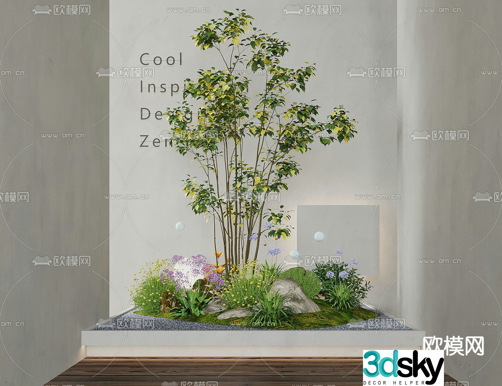 Indoor landscaping plant pile 3d model