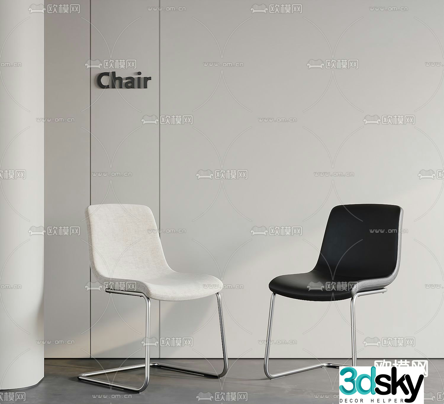 Modern single chair dining chair 3d model