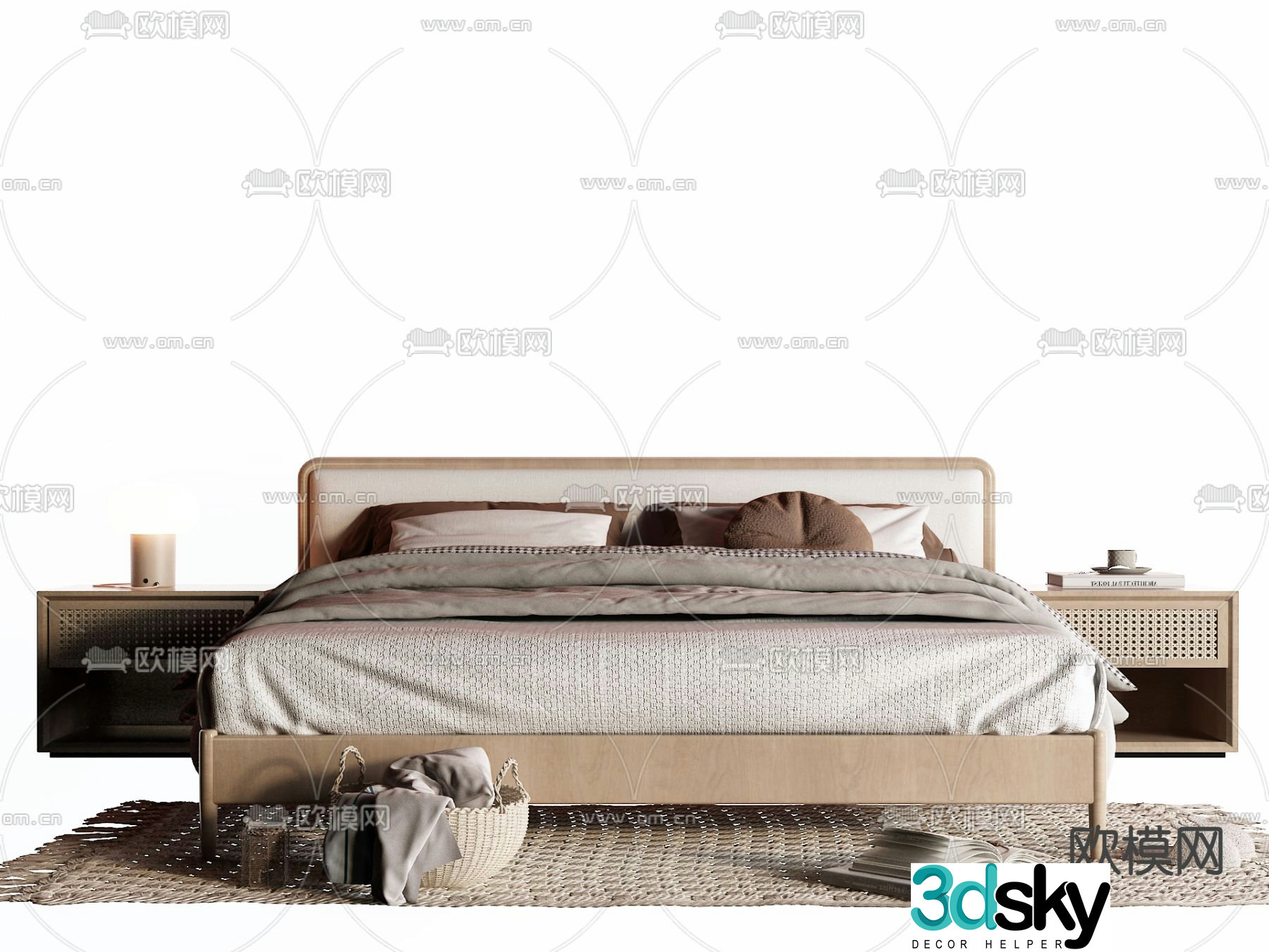 Wabi-sabi double bed 3d model