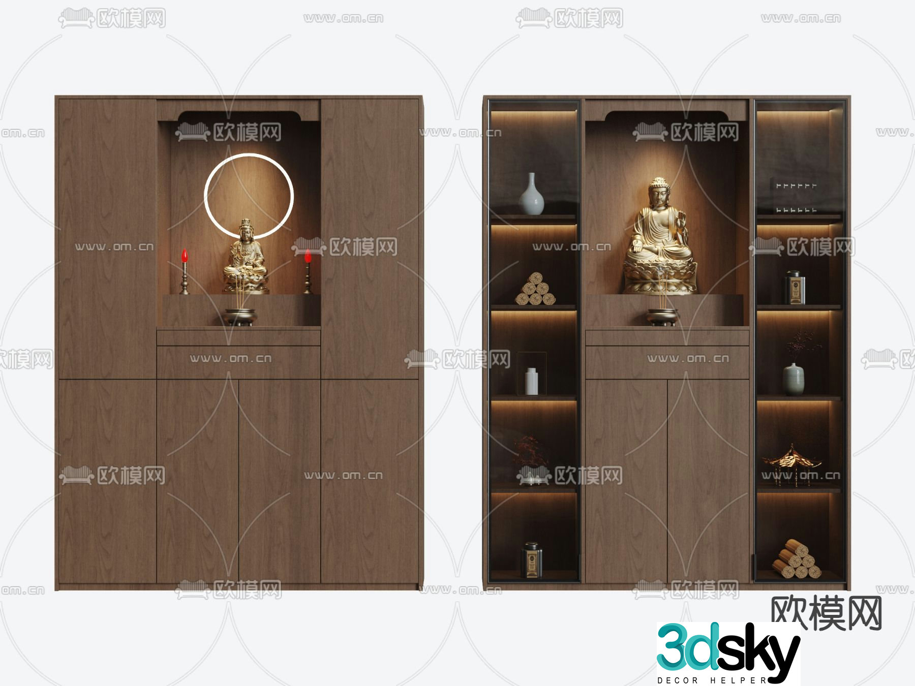 New Chinese style Buddhist niche shrine sacred cabinet 3D model
