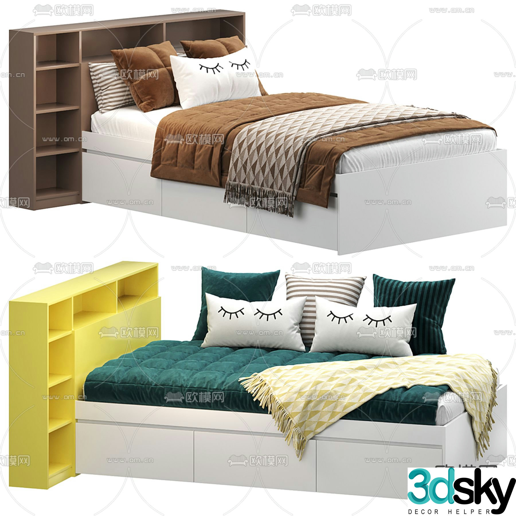 Modern double bed 3d model