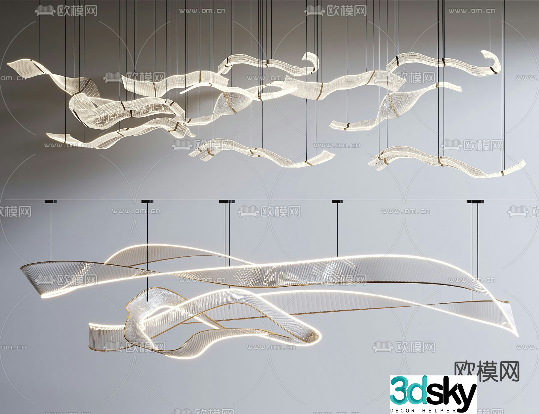 Streamer chandelier hotel chandelier lobby chandelier 3d model