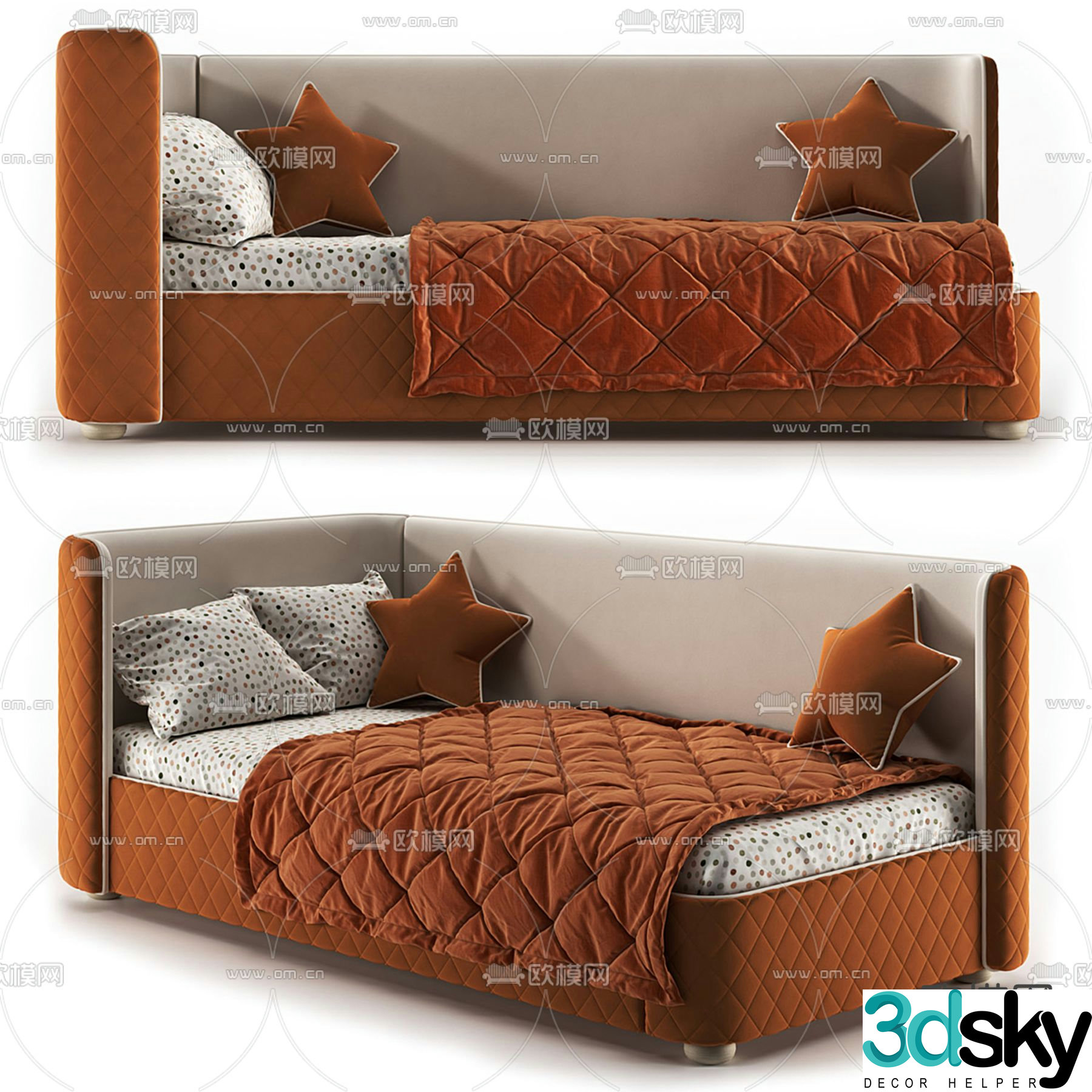 Modern single bed 3d model