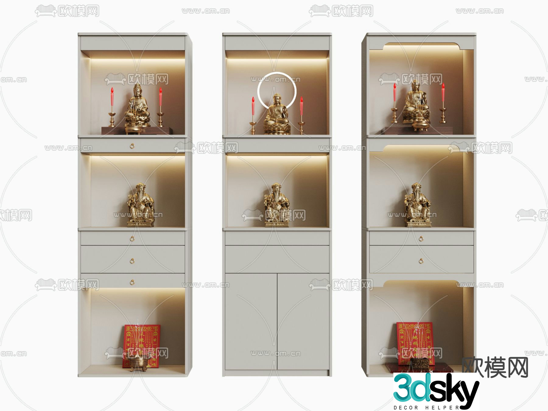 New Chinese style Buddhist niche shrine sacred cabinet 3D model