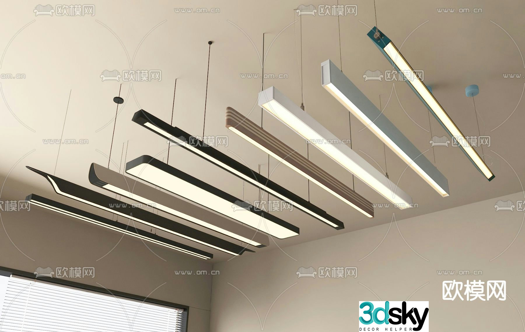 Office chandelier long chandelier 3d model