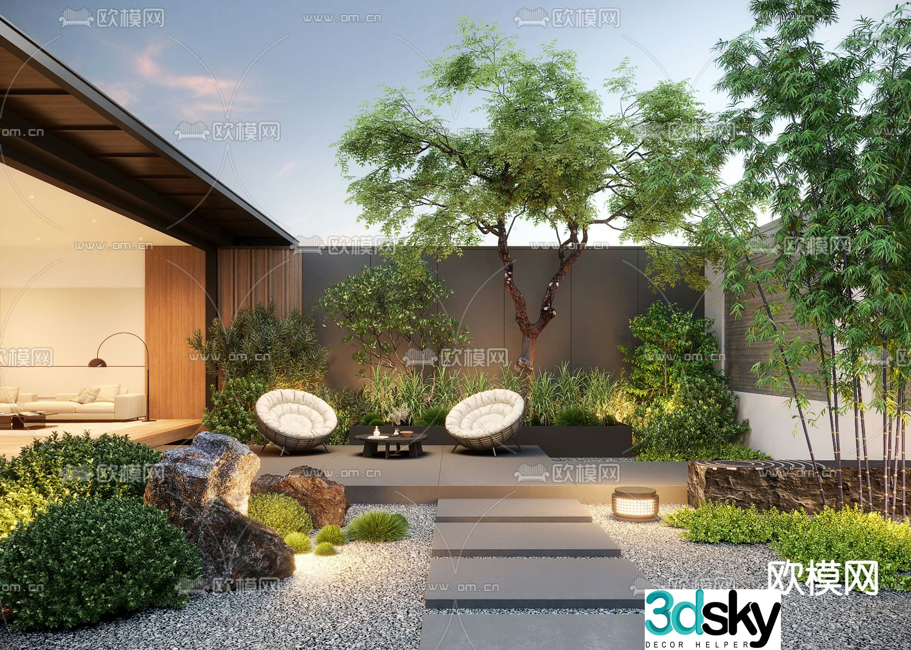 Home courtyard villa courtyard courtyard landscape 3d model