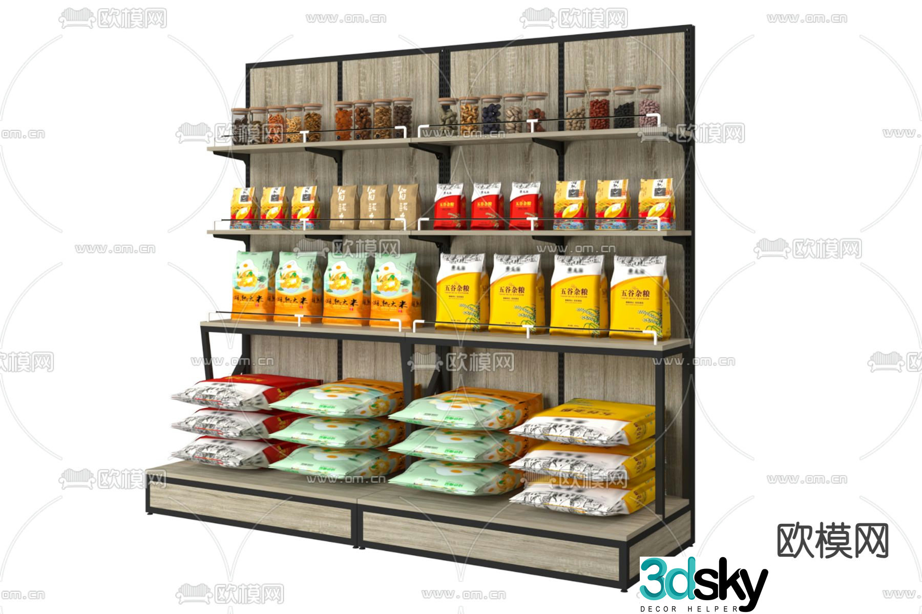 Rice rack supermarket shelf dry shelf 3d model