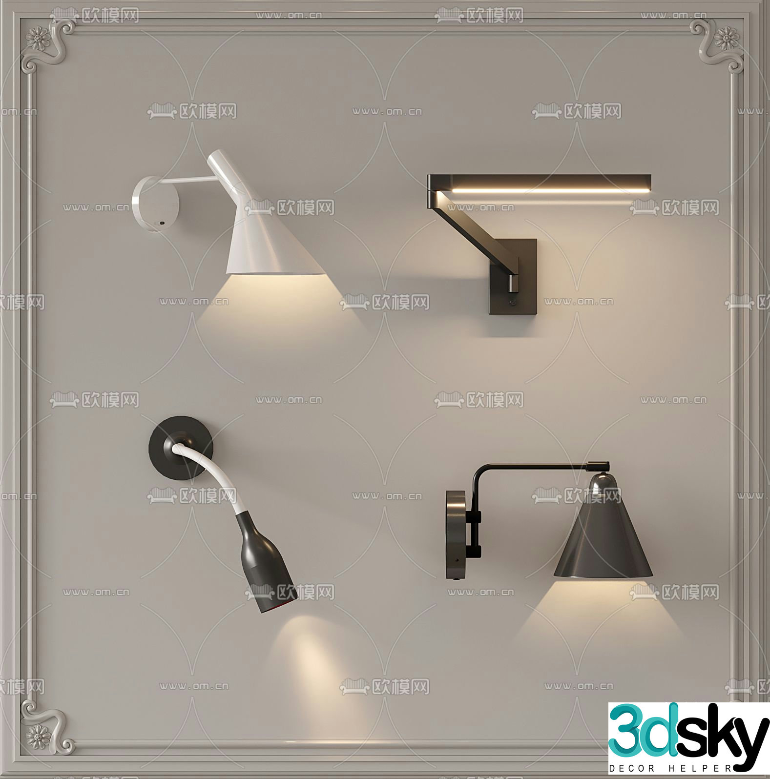 Modern wall lamp bedside lamp reading lamp 3d model