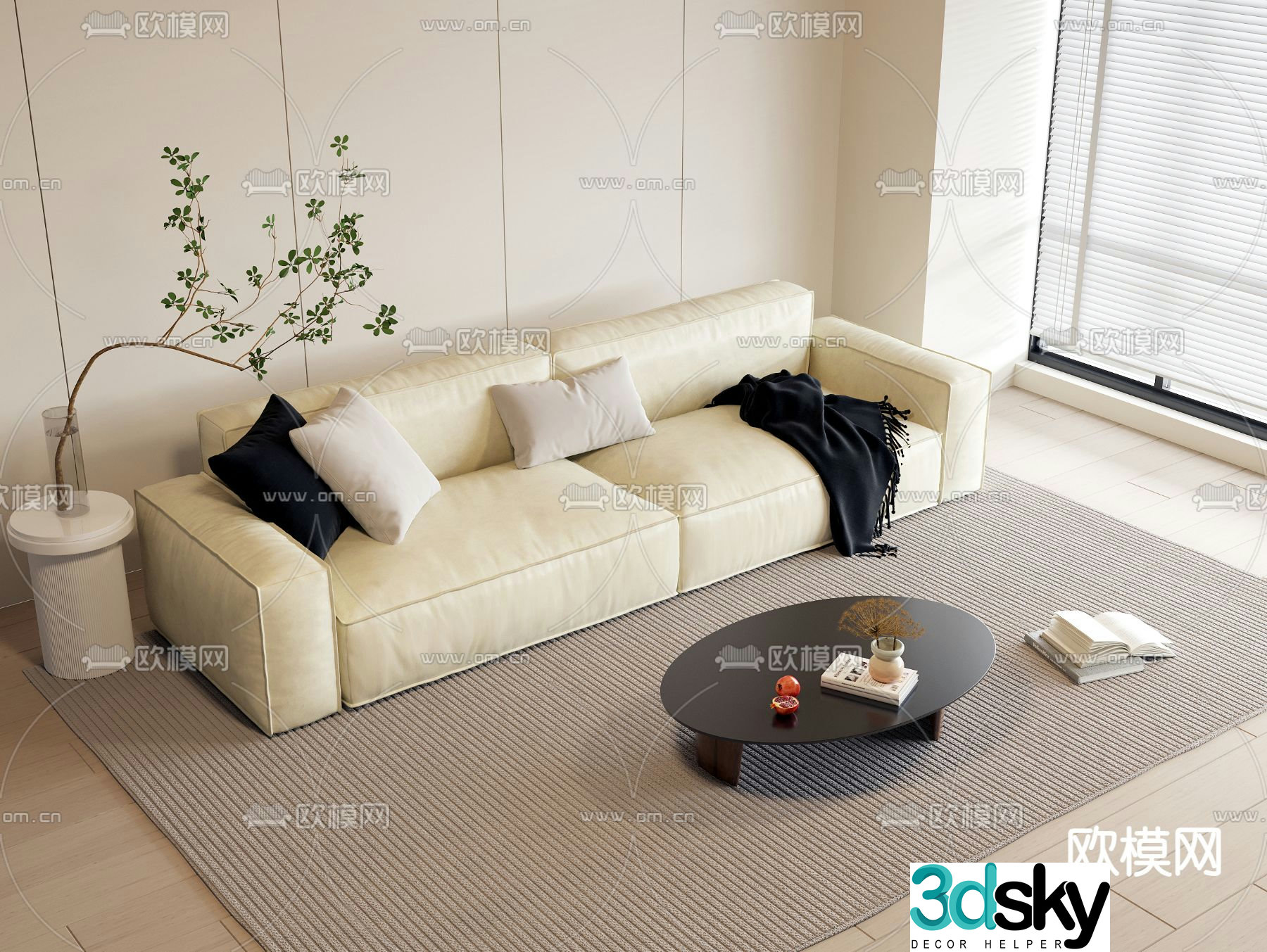 Fabric sofa combination 3d model