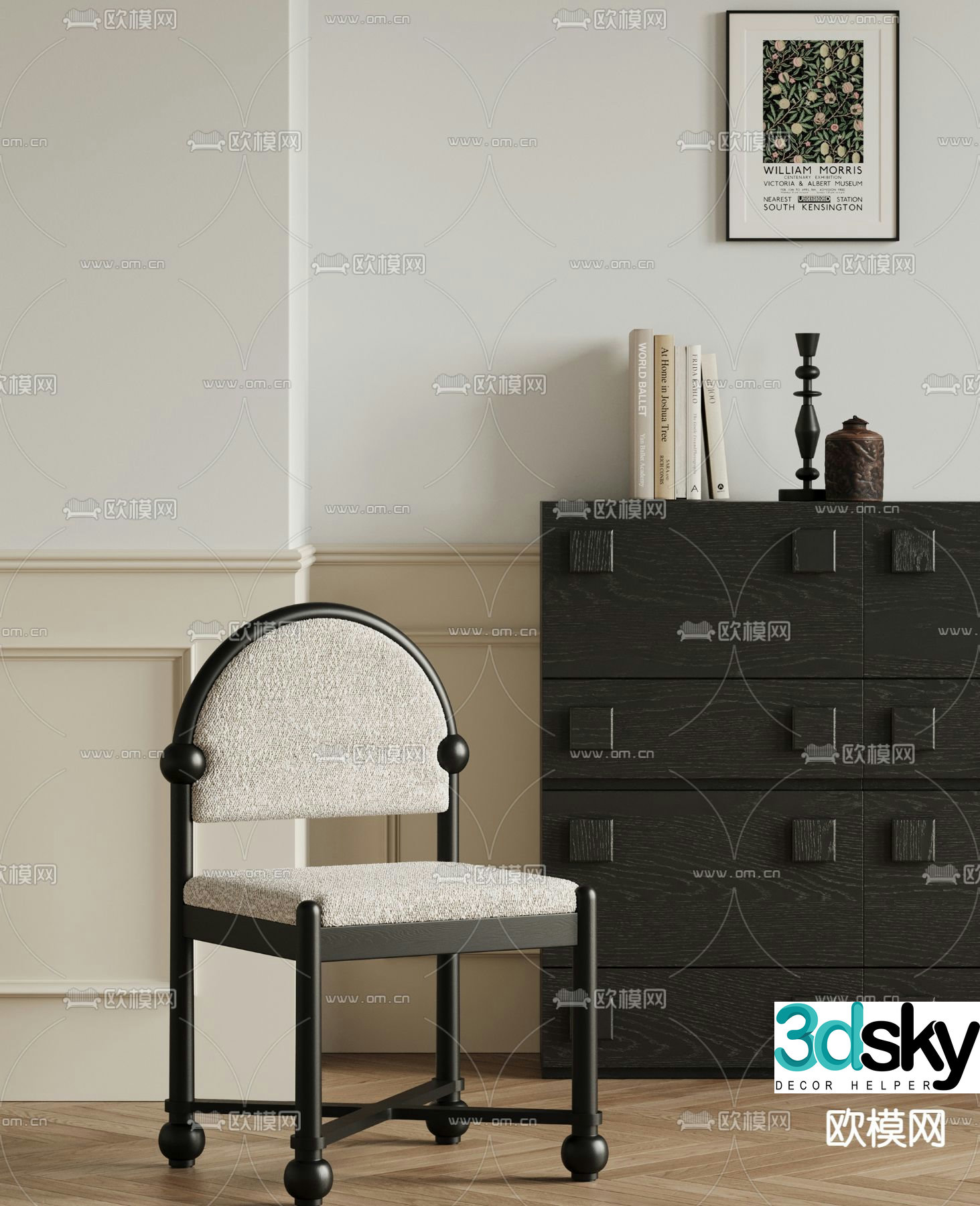 Medieval style chair dining chair 3d model