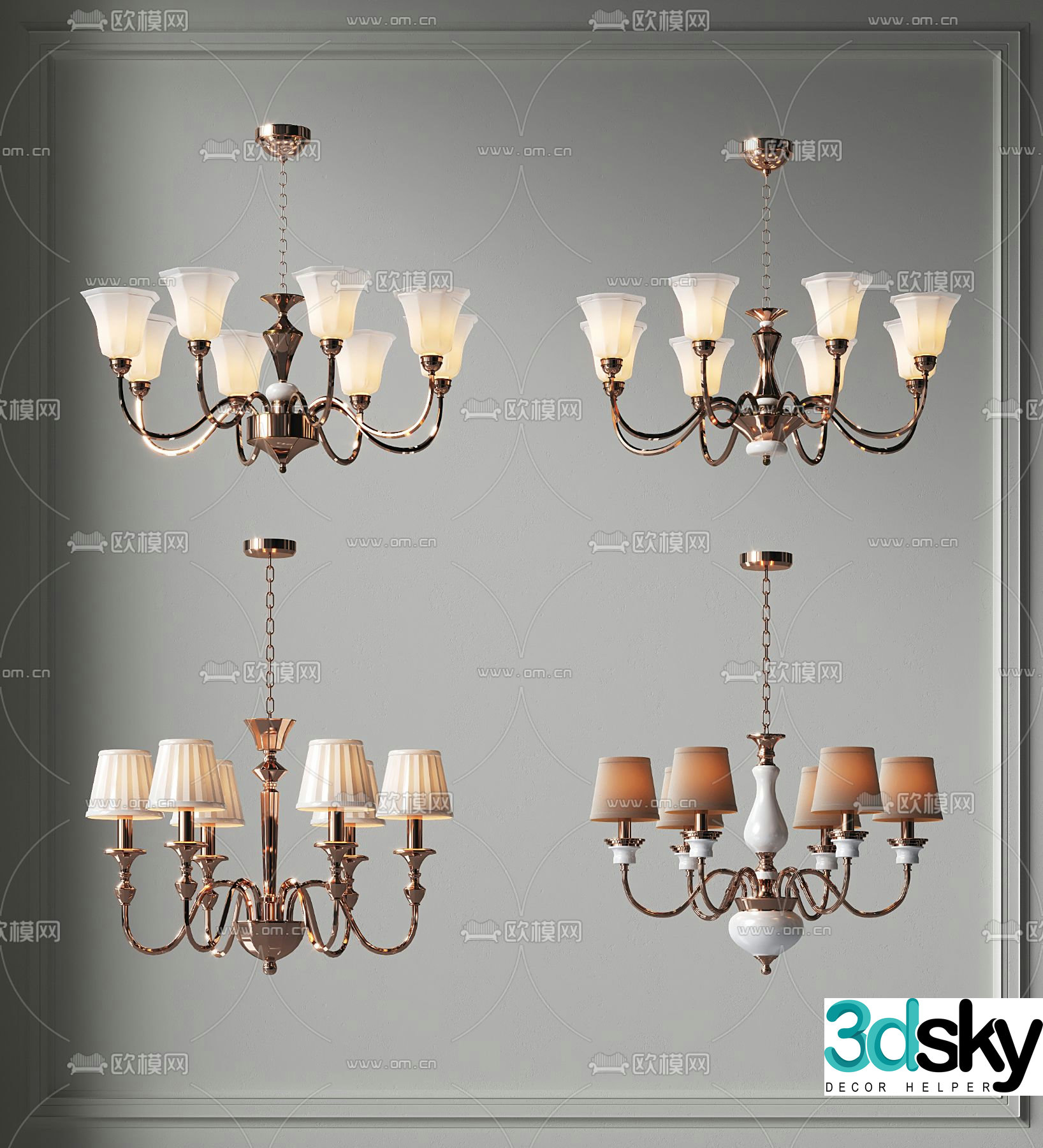 American chandelier hall chandelier 3d model