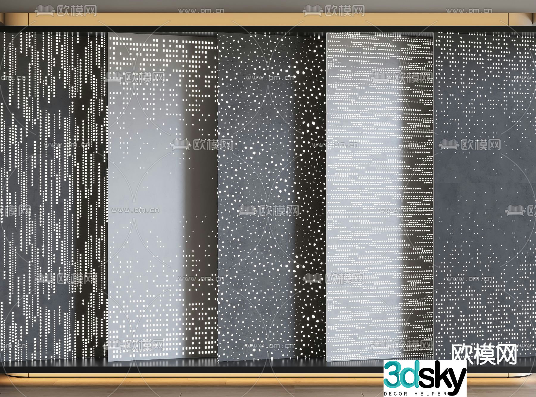 Modern translucent plate hollow plate aluminum plate 3d model