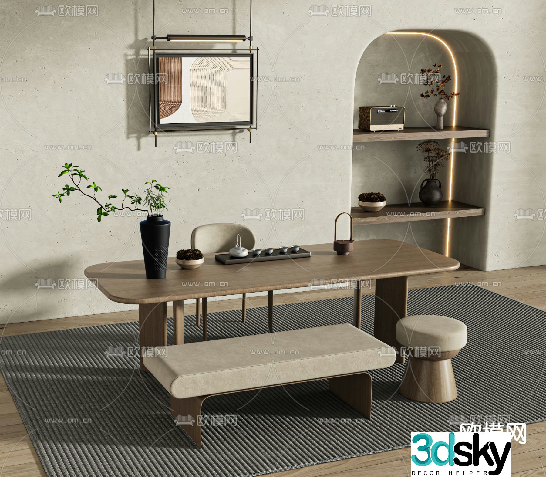 Wabi-sabi tea table tea table 3d model