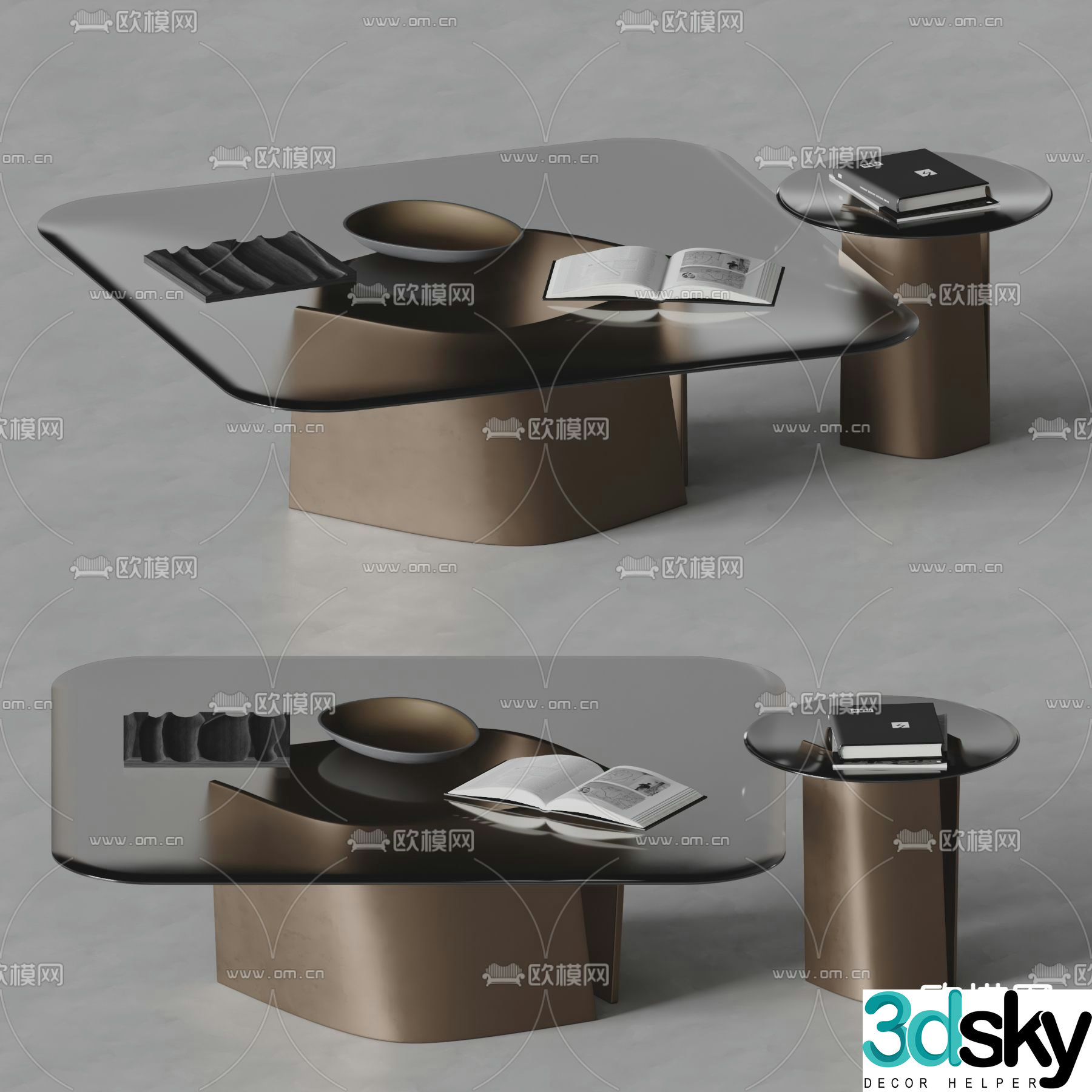 Modern coffee table glass coffee table 3d model