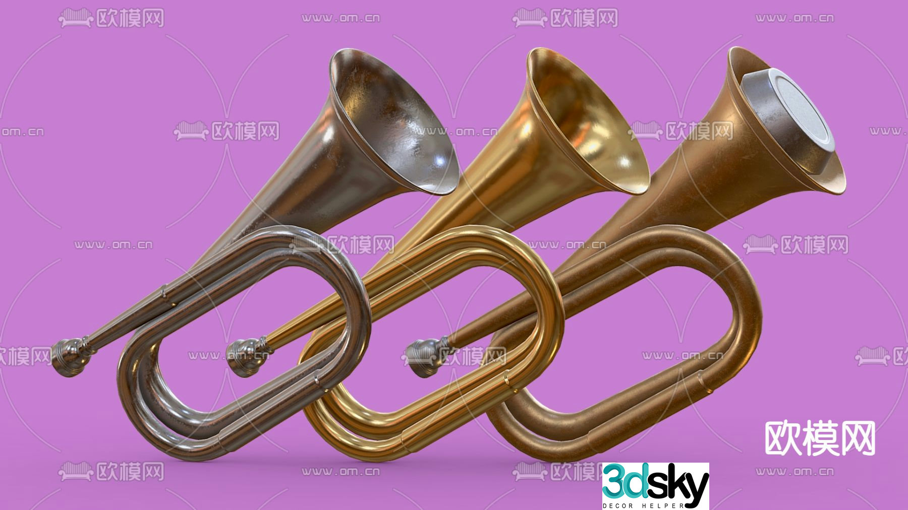 trumpet horn musical instrument 3d model