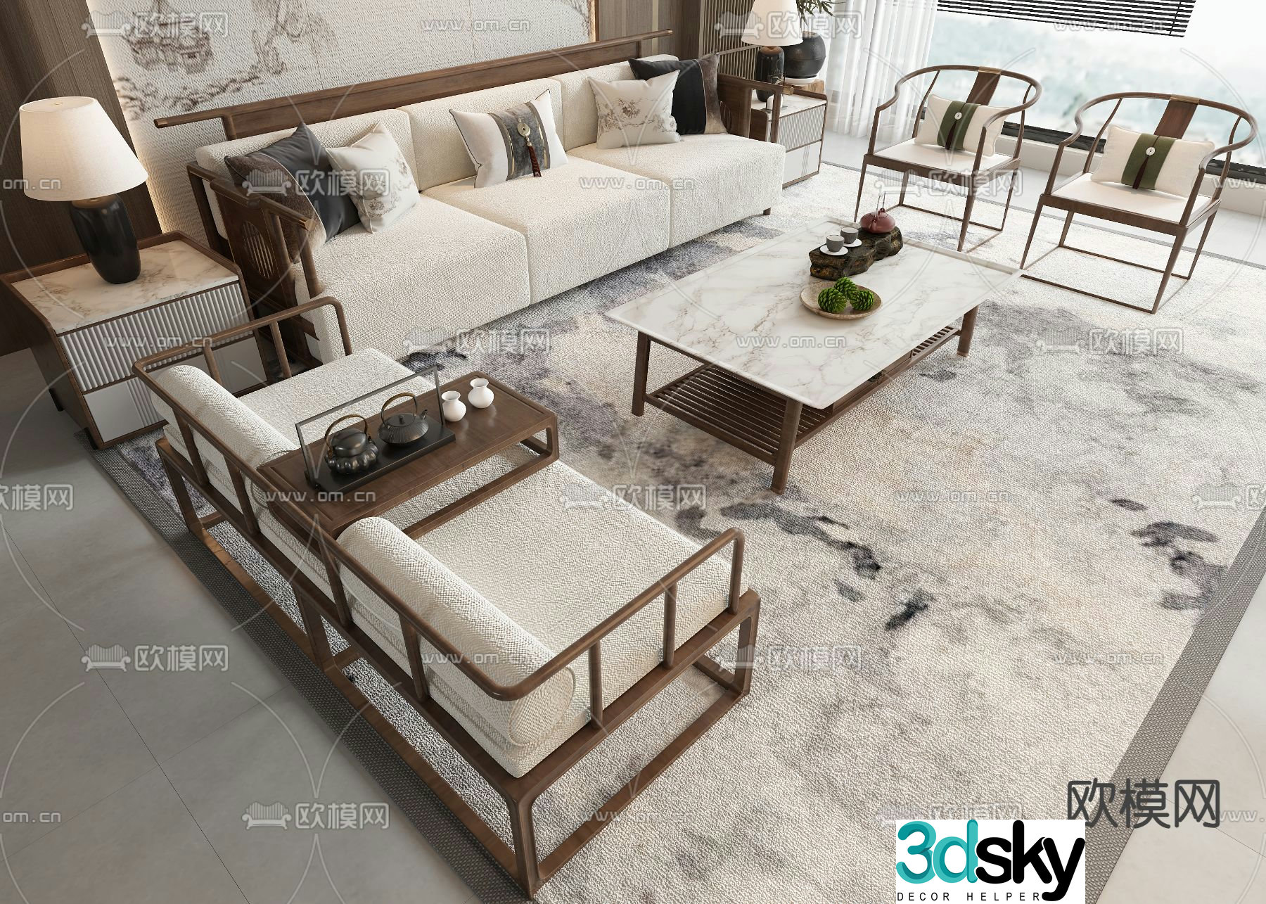 New Chinese style sofa set 3d model