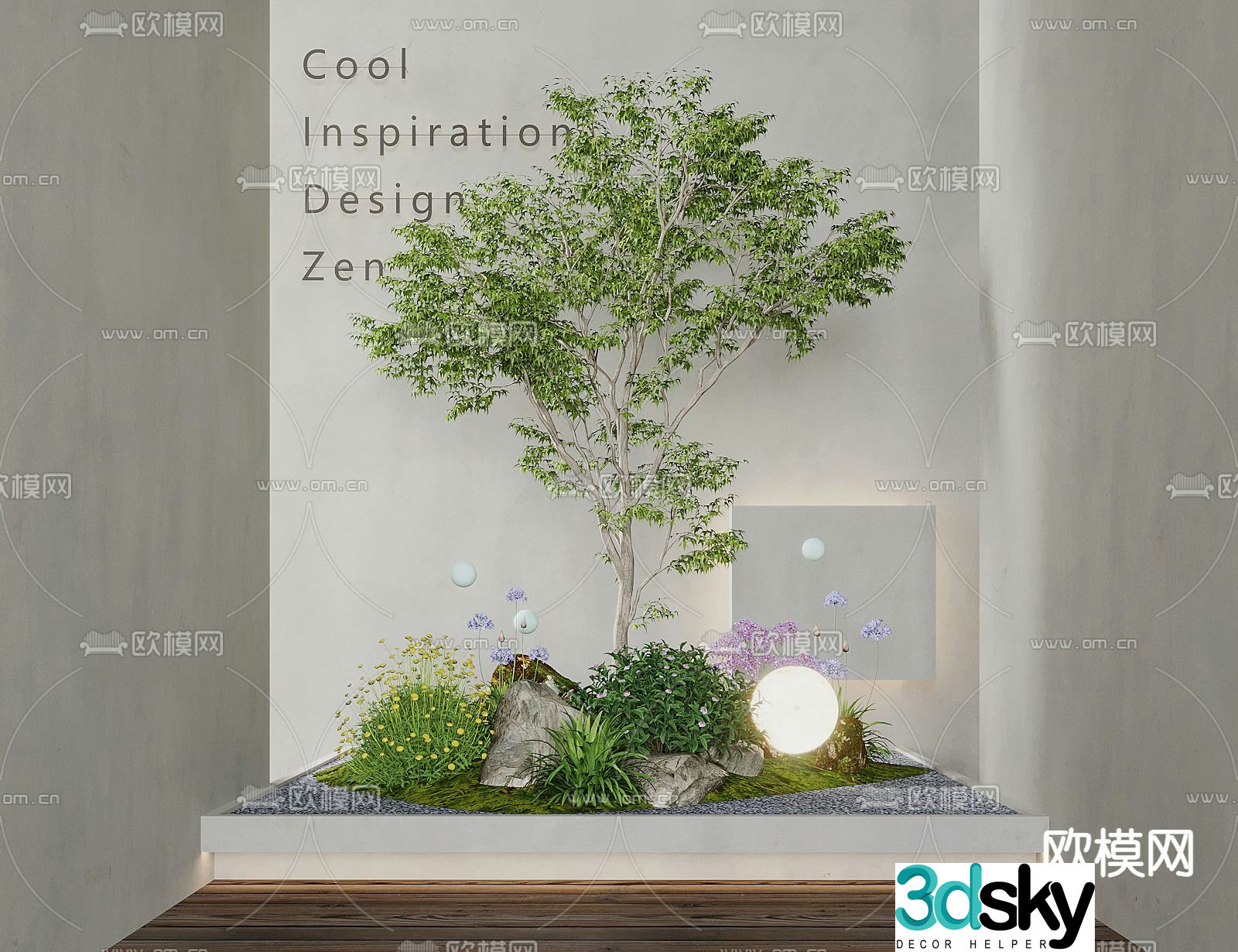 Indoor landscape plant pile 3d model