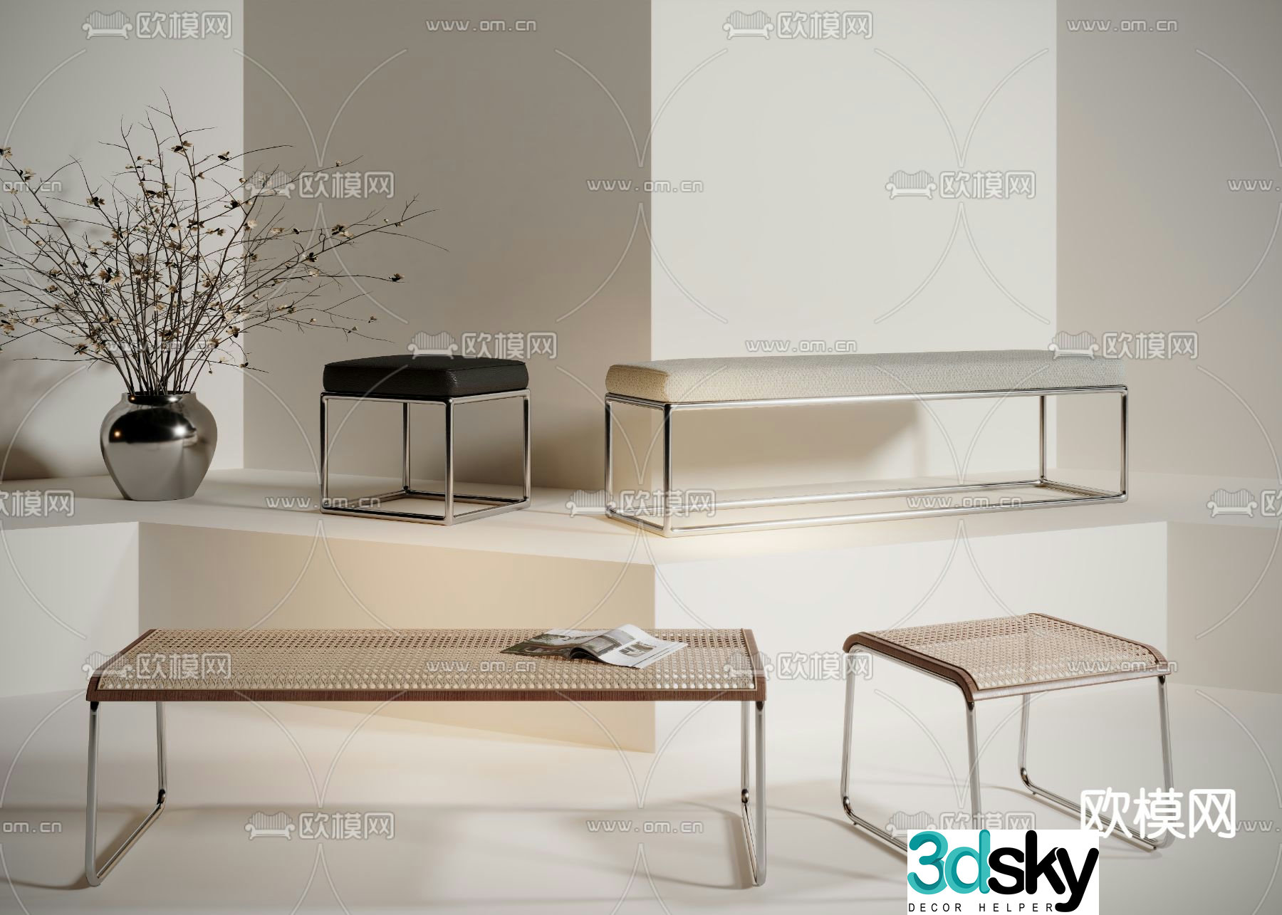 stool bench bench 3d model