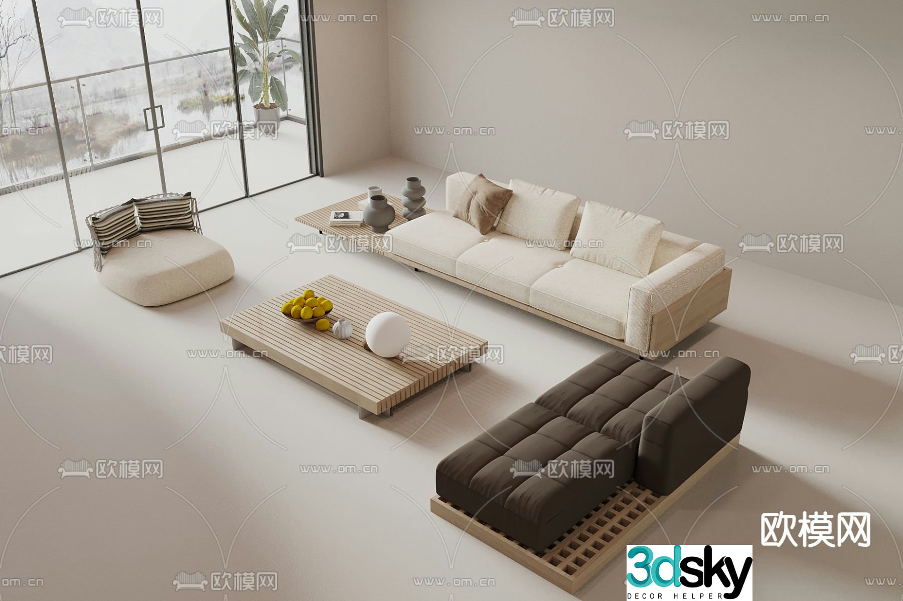 Modern sofa set 3d model