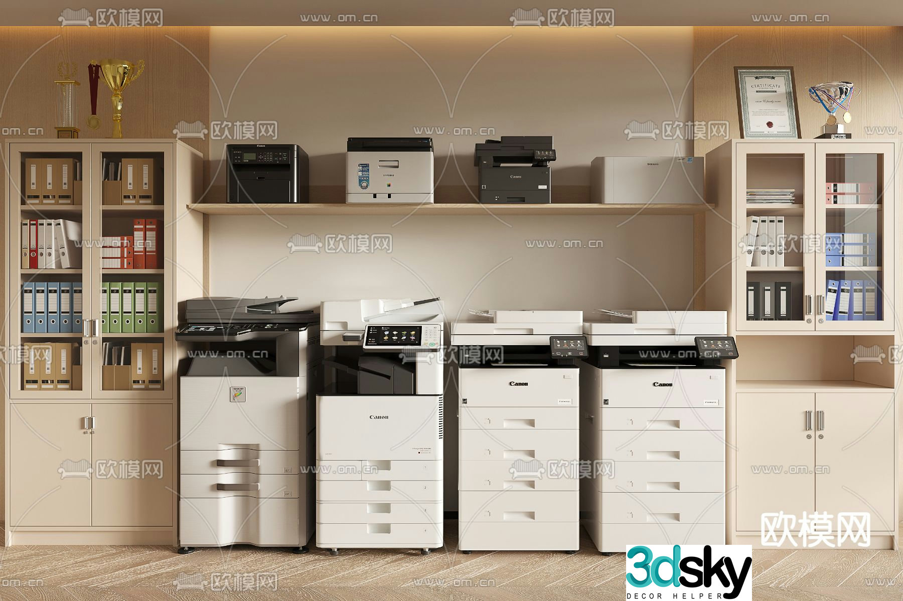 Printer Copier Shredder File Cabinet 3d model