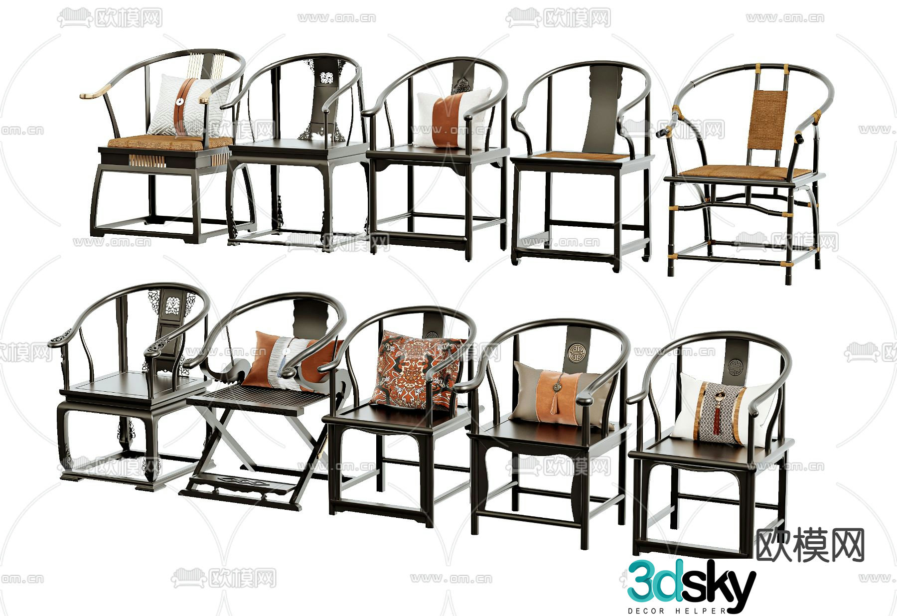 New Chinese style chair arm chair Taishi chair 3d model