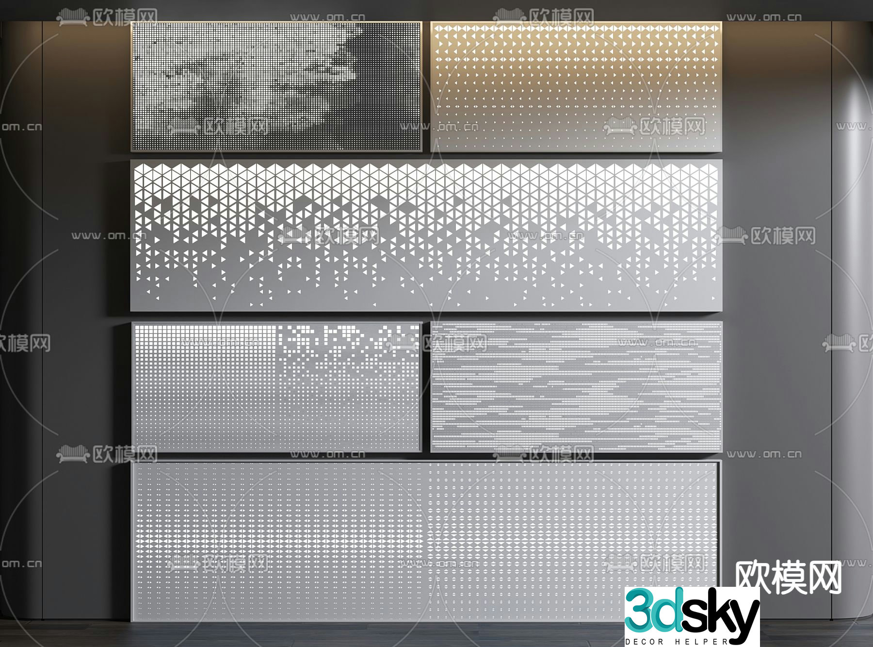 Modern translucent plate hollow plate aluminum plate 3d model