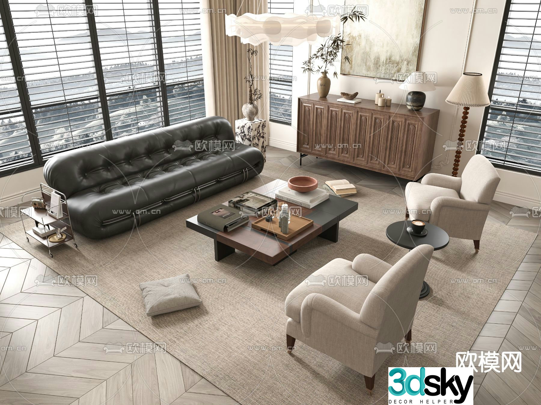 Medieval style modular sofa 3D model