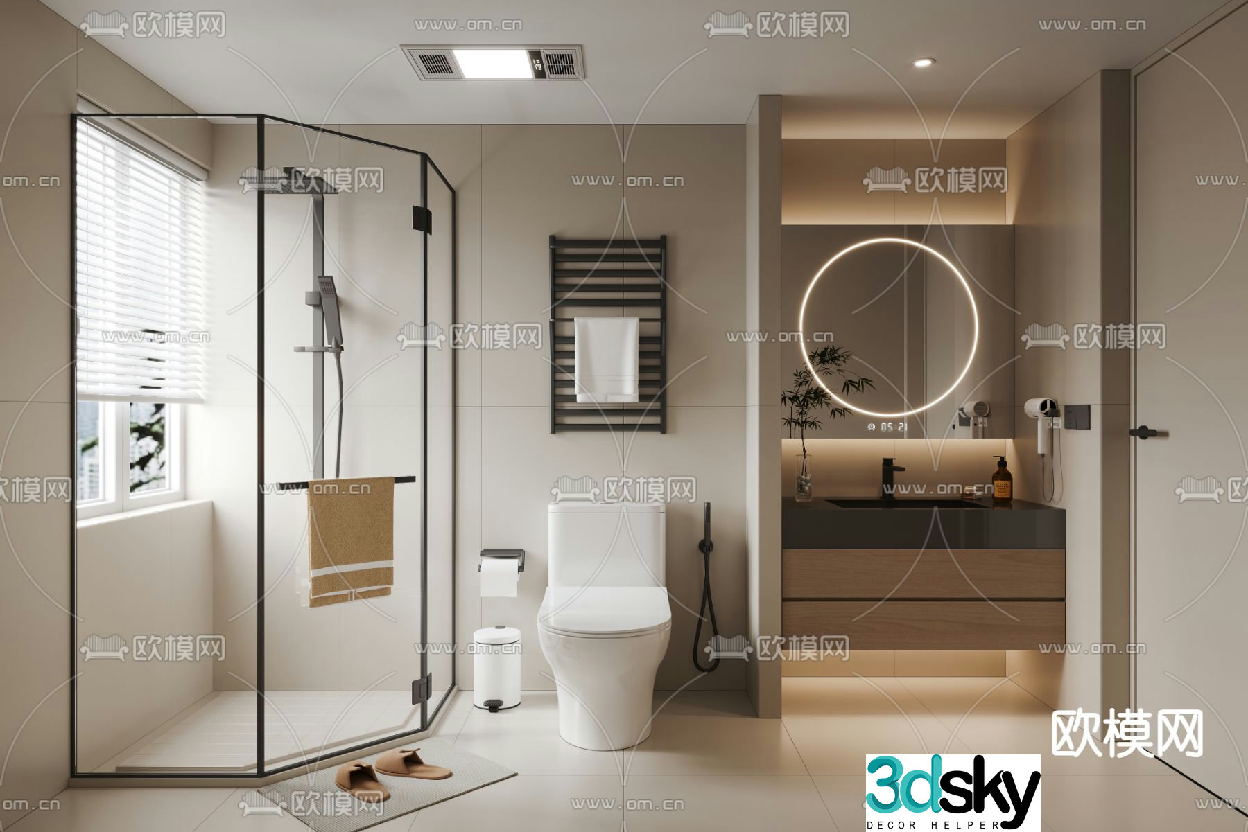 Modern bathroom bathroom toilet 3d model