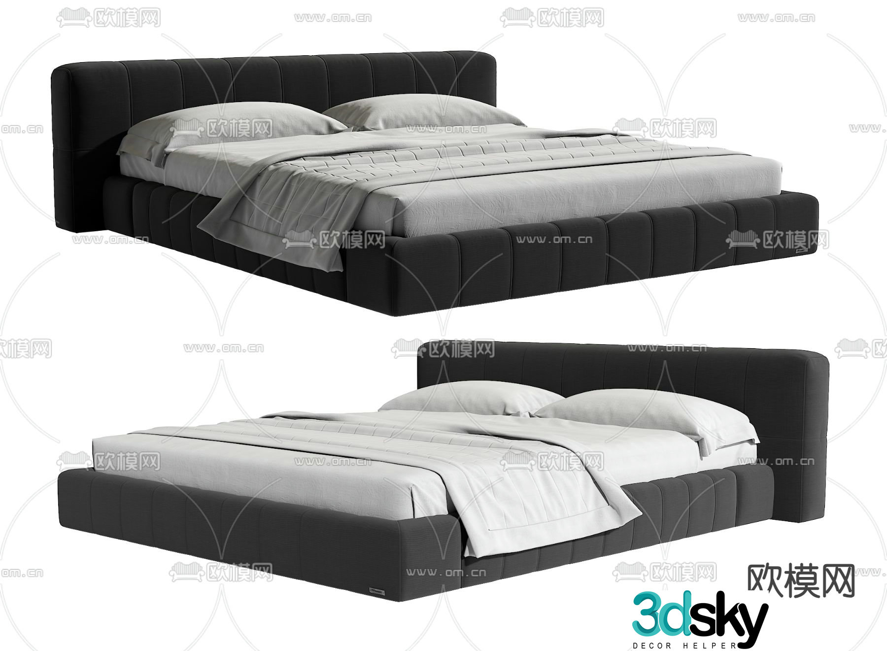Modern double bed 3d model