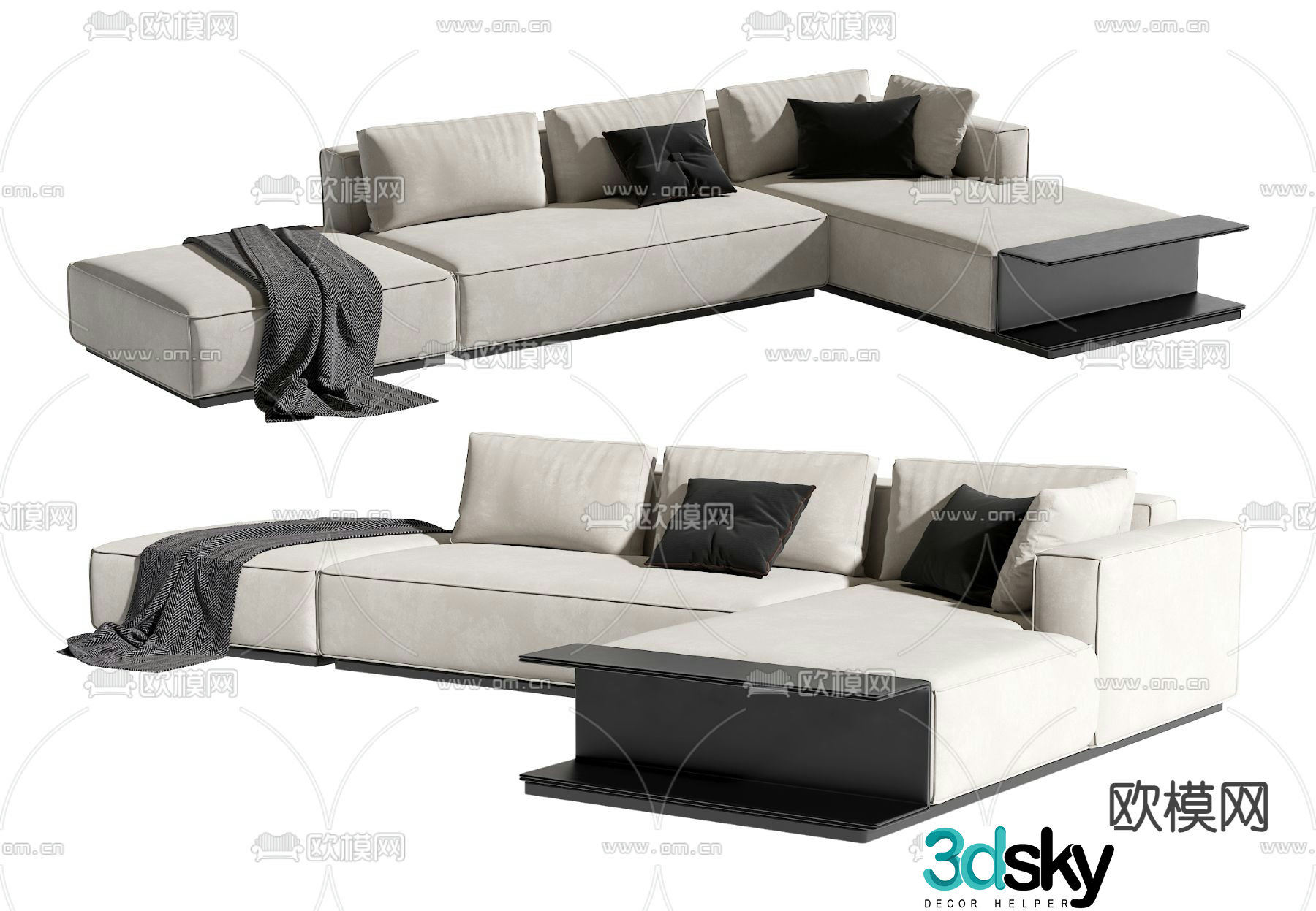 Modern multi-seater sofa 3d model