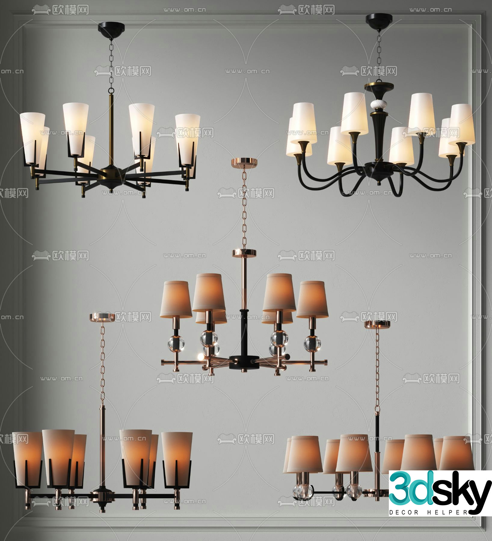American chandelier hall chandelier 3d model