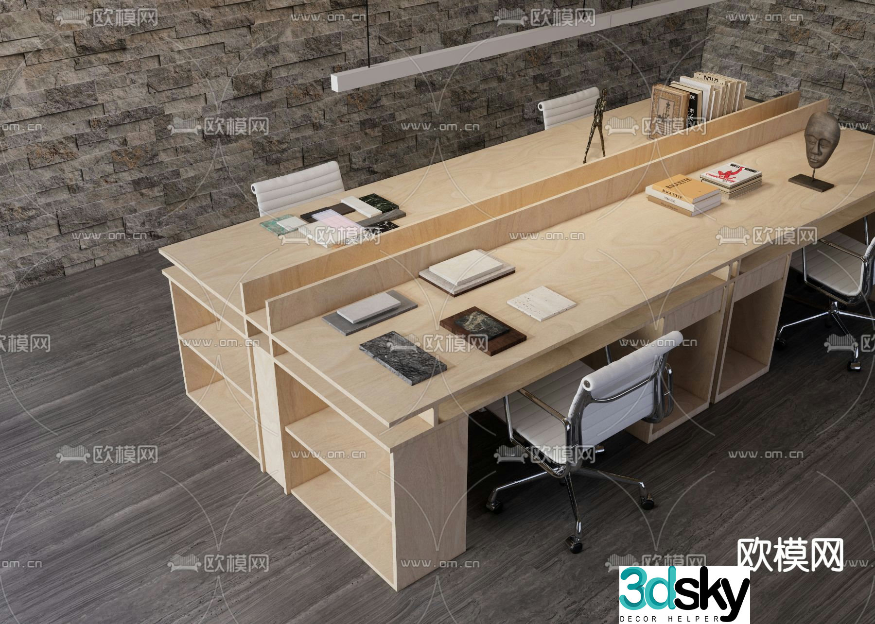 Modern office desk and chair 3d model