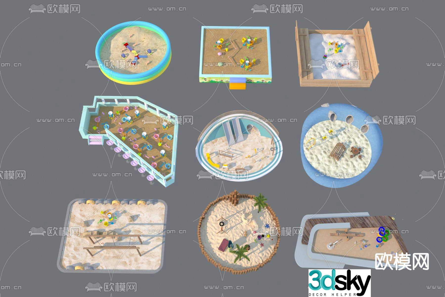 Children's playground sandpit climbing slide sandpit 3D model