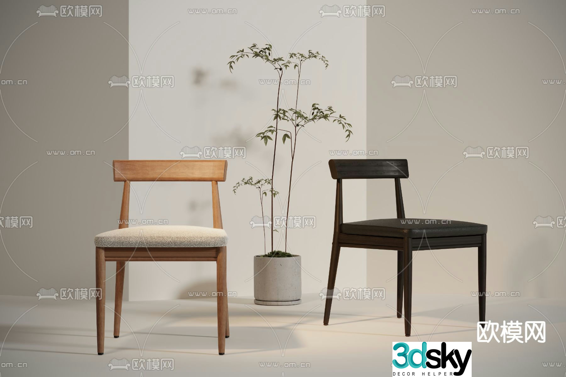 Log chair dining chair 3d model
