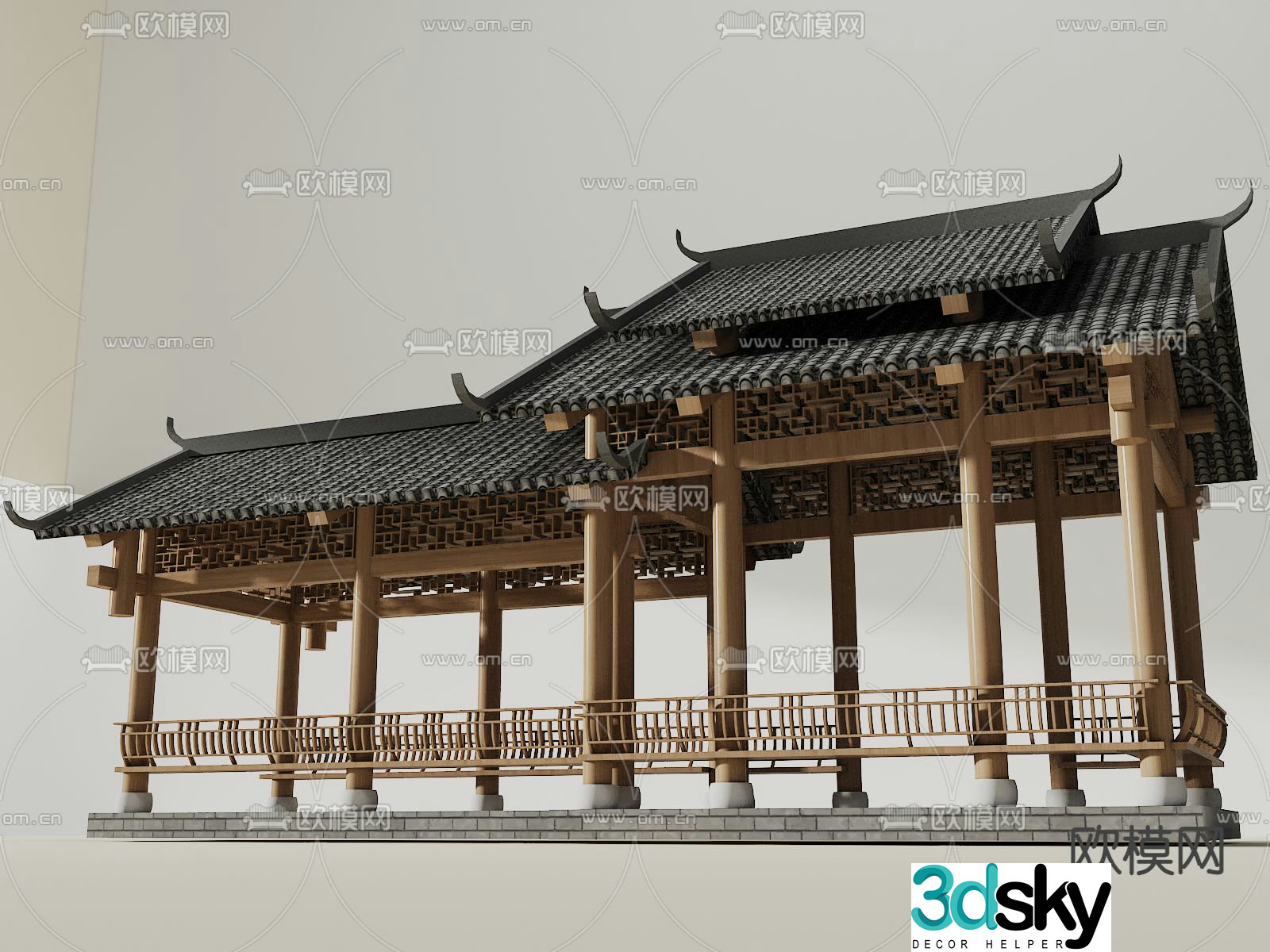 Chinese antique corridor corridor frame corridor 3D model