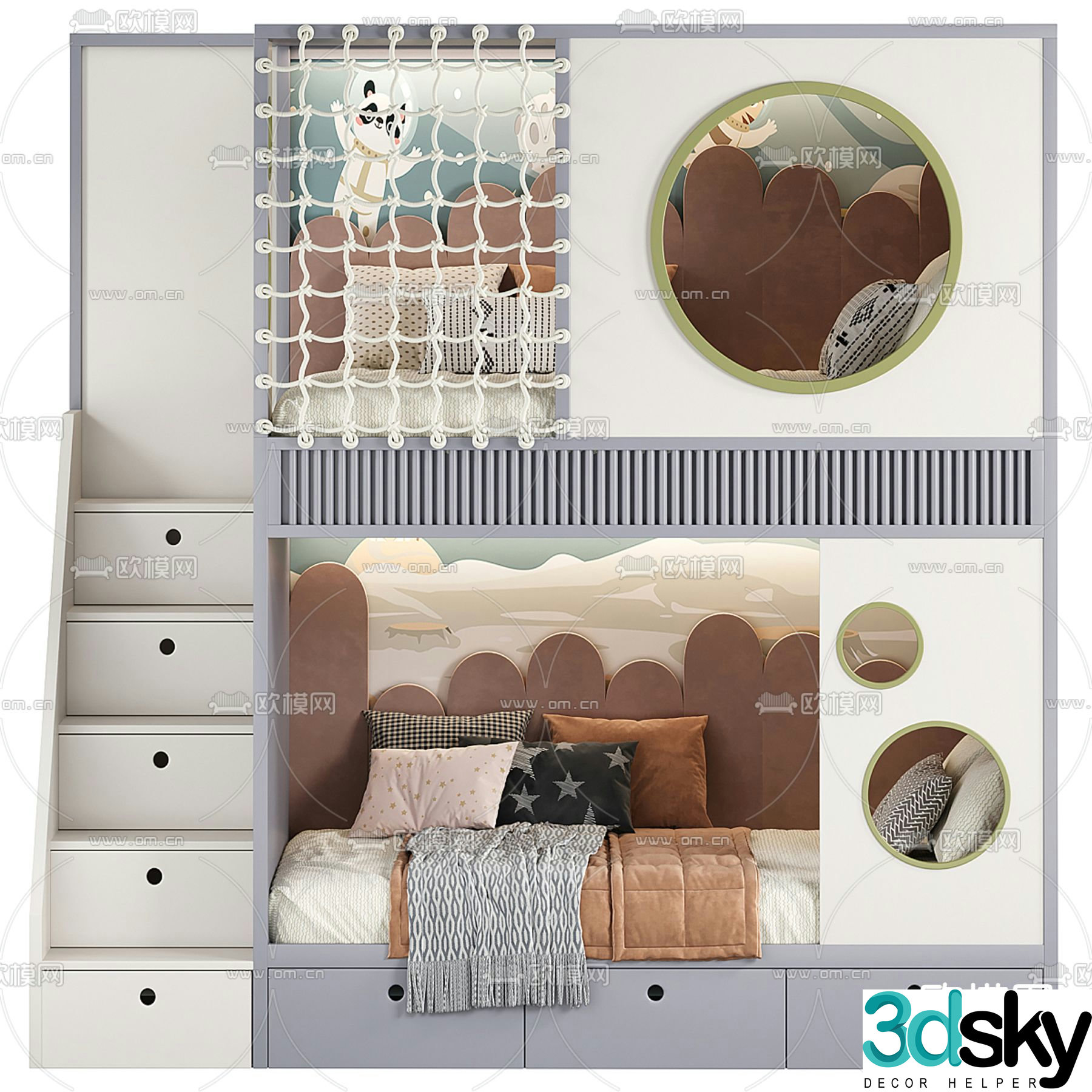 Designer children’s bed bunk bed 3d model