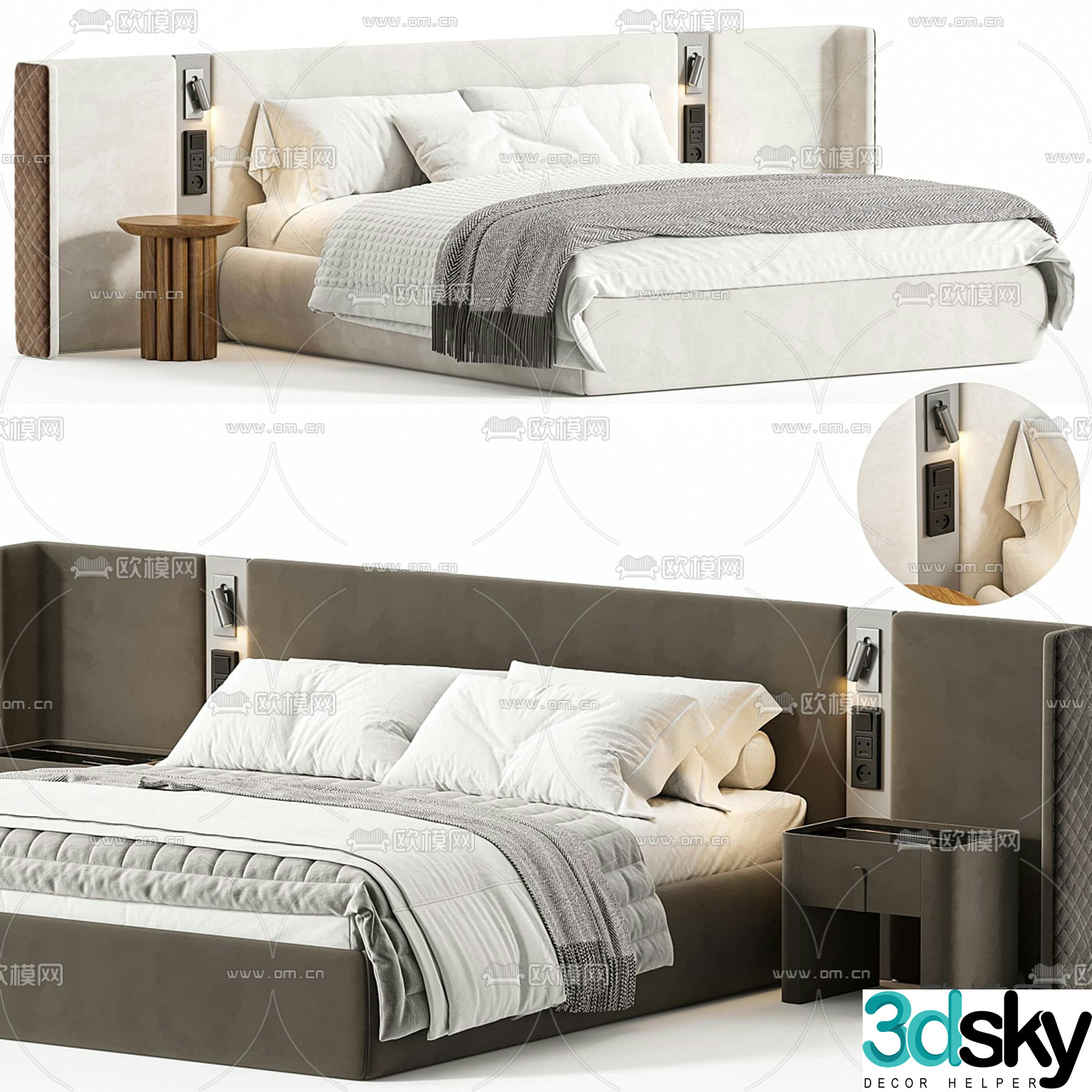ALEXANDRA fabric double bed 3d model