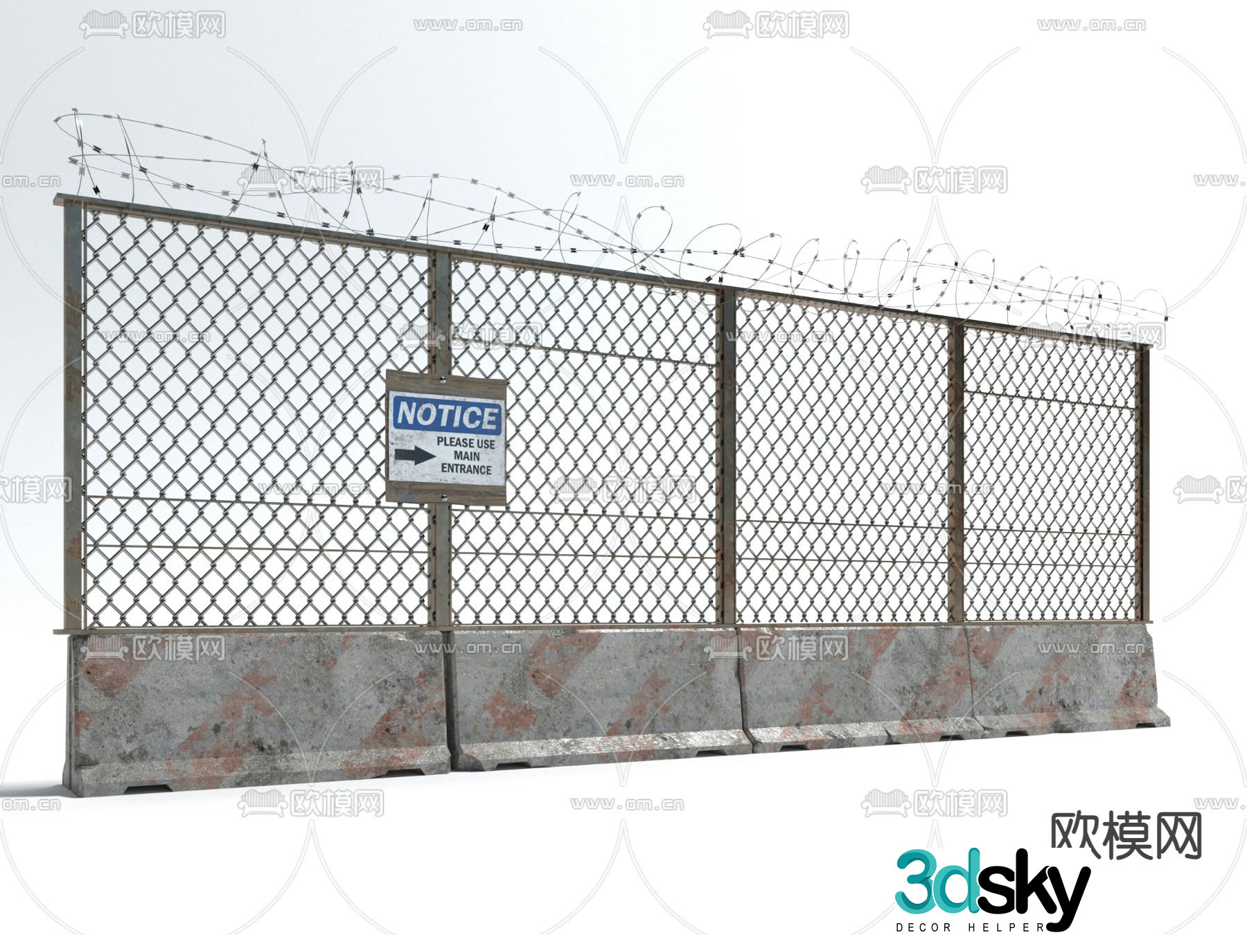 After the war wind fence barbed wire fence guardrail protective net 3d model