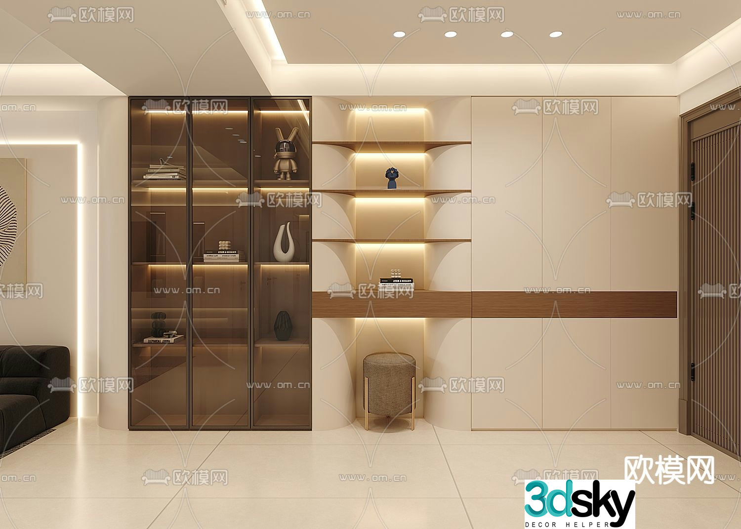 Modern shoe cabinet decorative cabinet curved cabinet 3d model