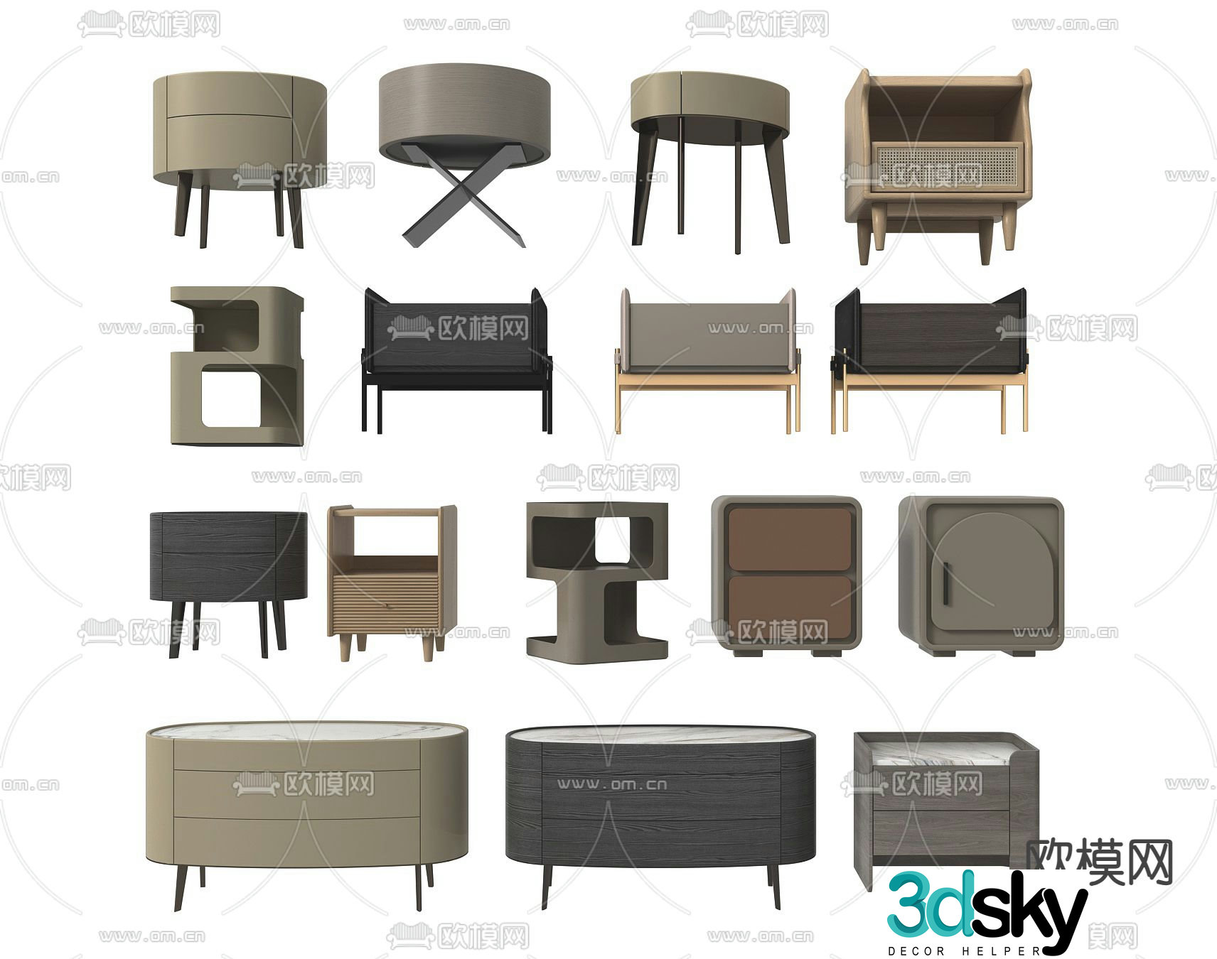 Modern bedside table 3d model