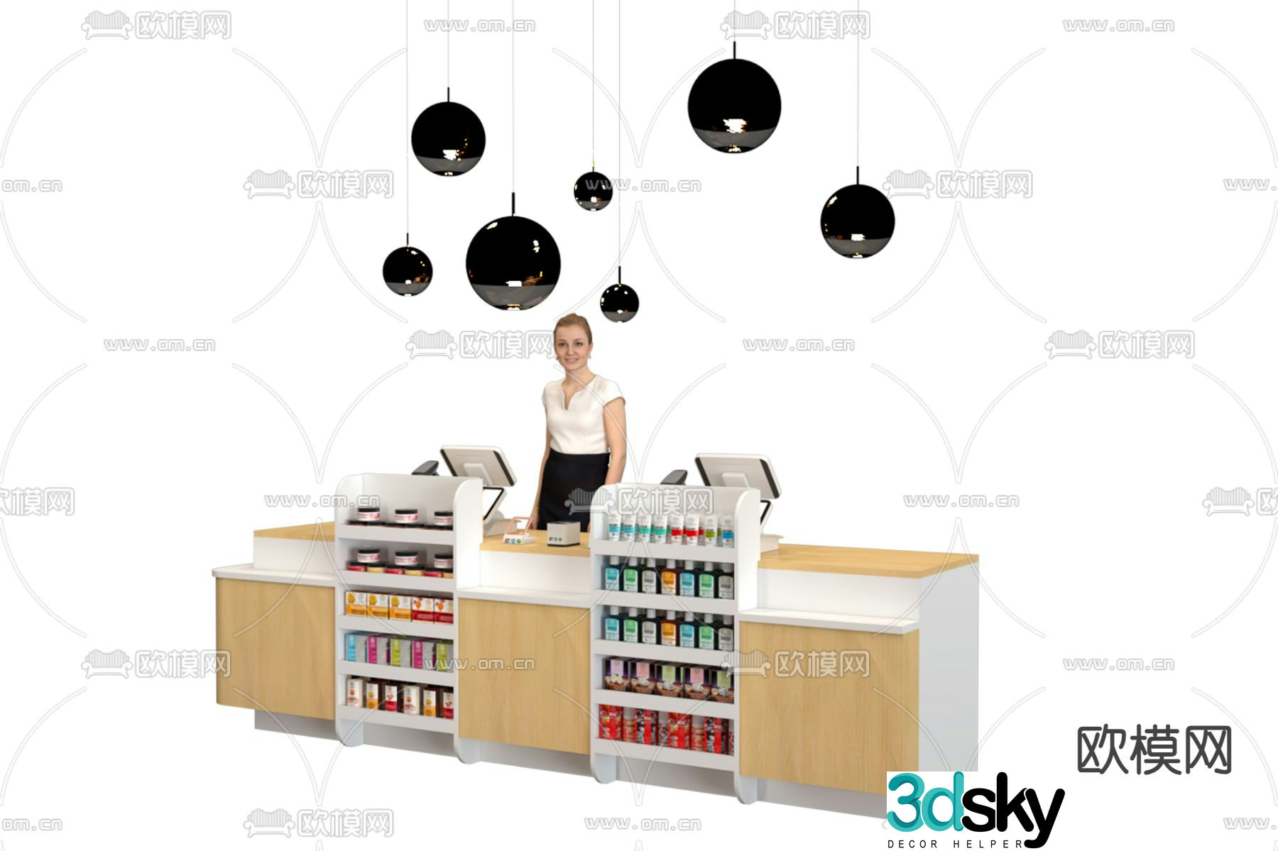 Shelves showcase cashier 3d model
